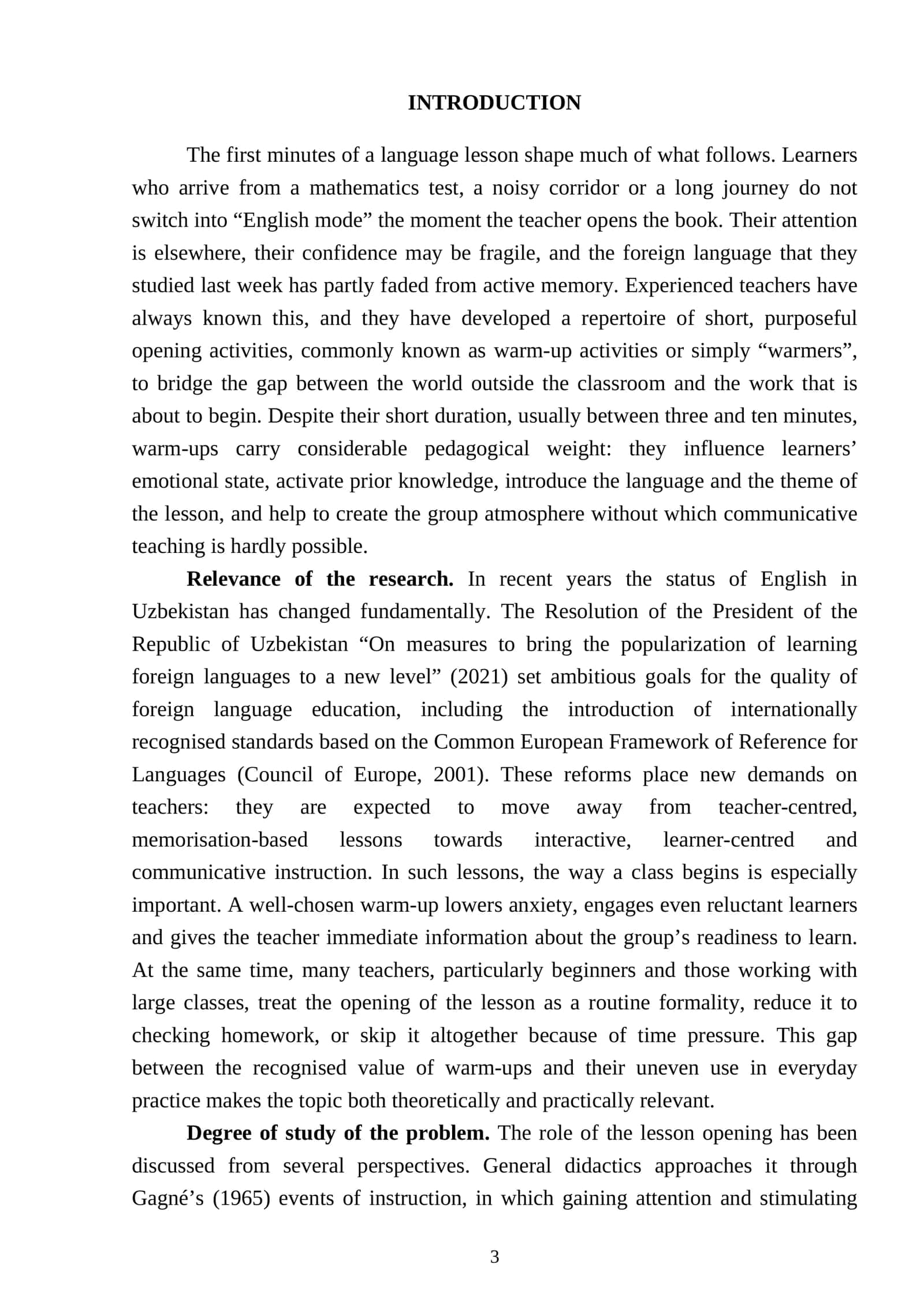 The purpose and importance of warm up activities in teaching English 3