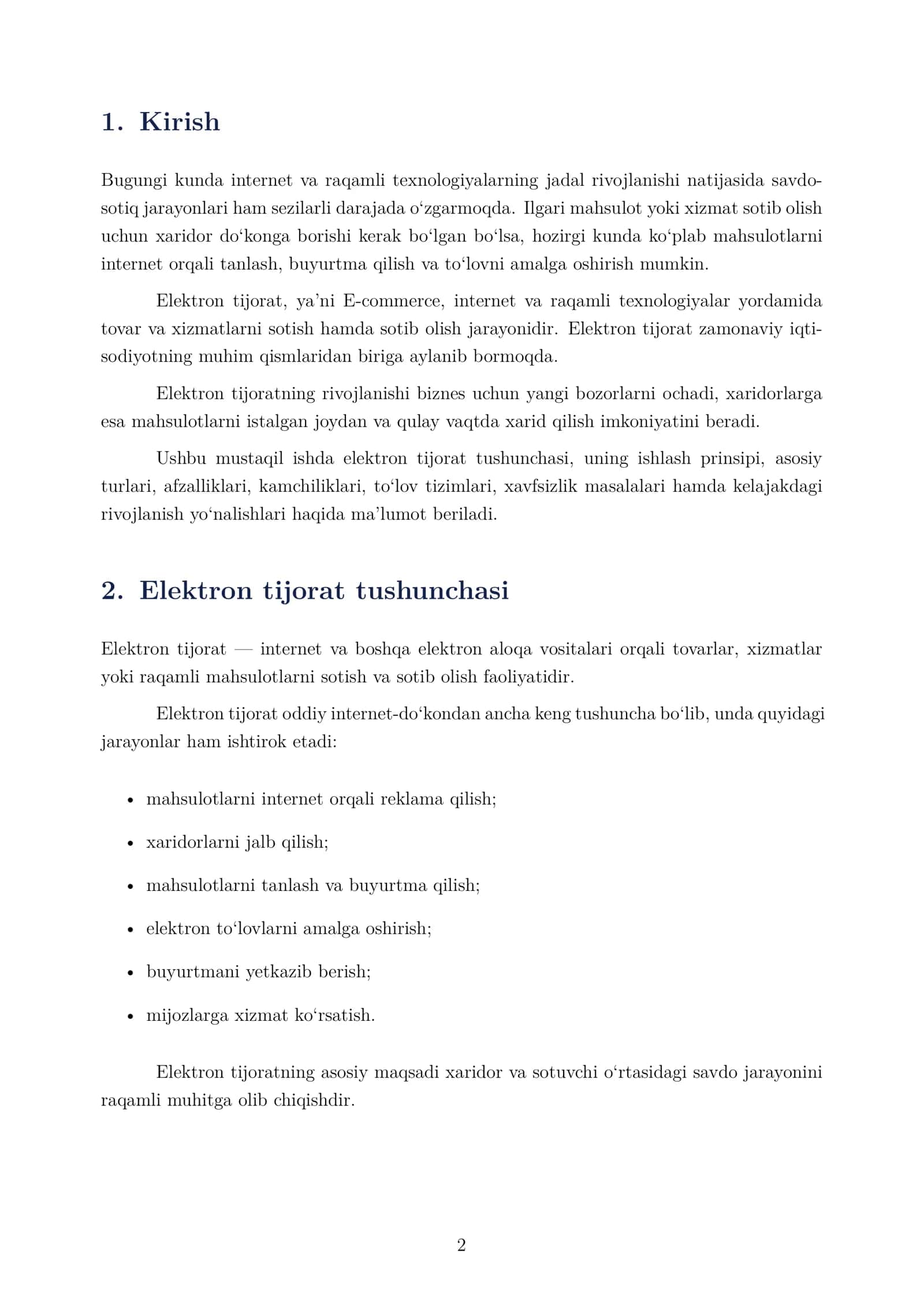Elektron tijorat (E-commerce) mustaqil ish 3
