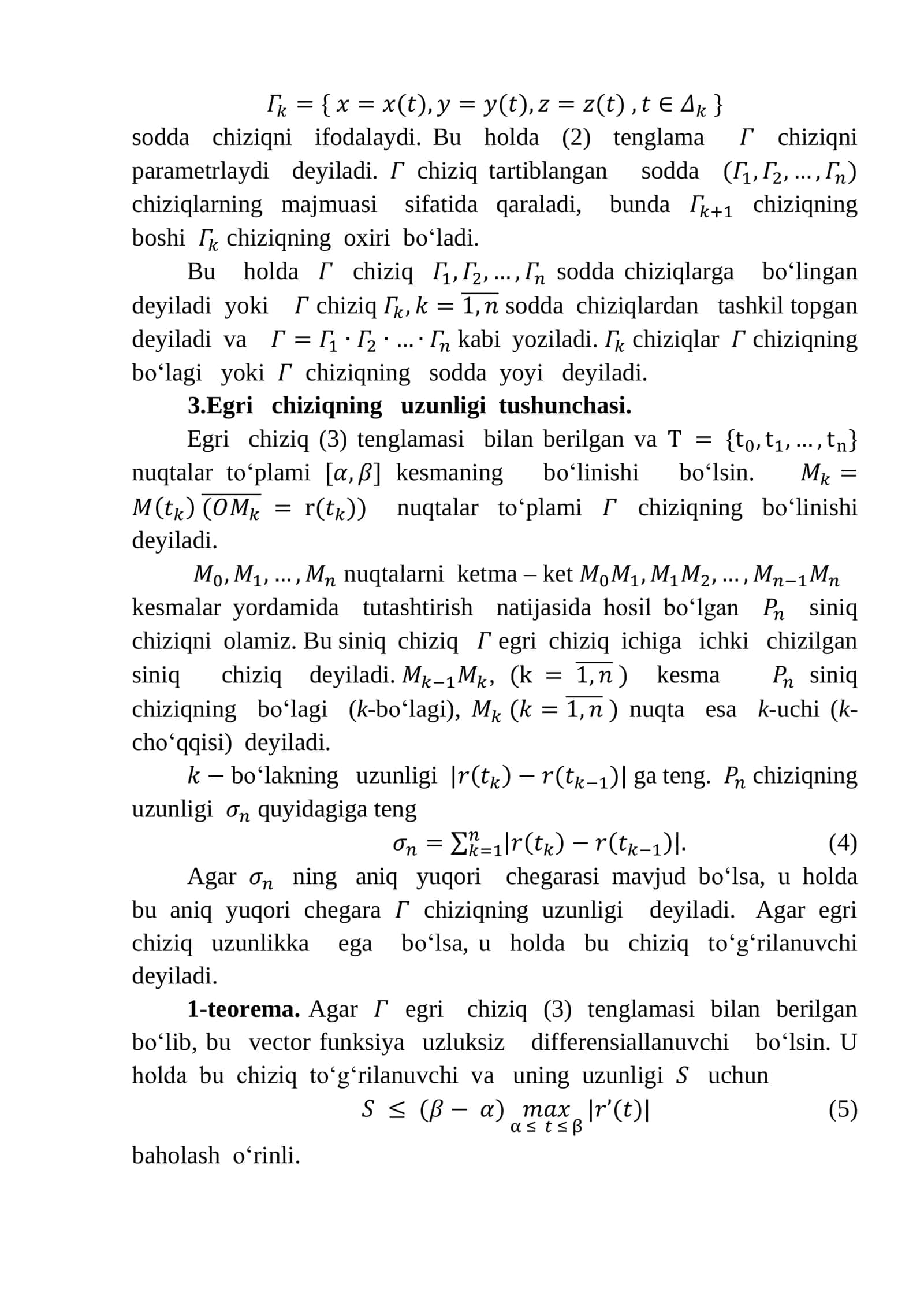 Egri chiziq tushunchasi va egri chiziqning uzunligi 3