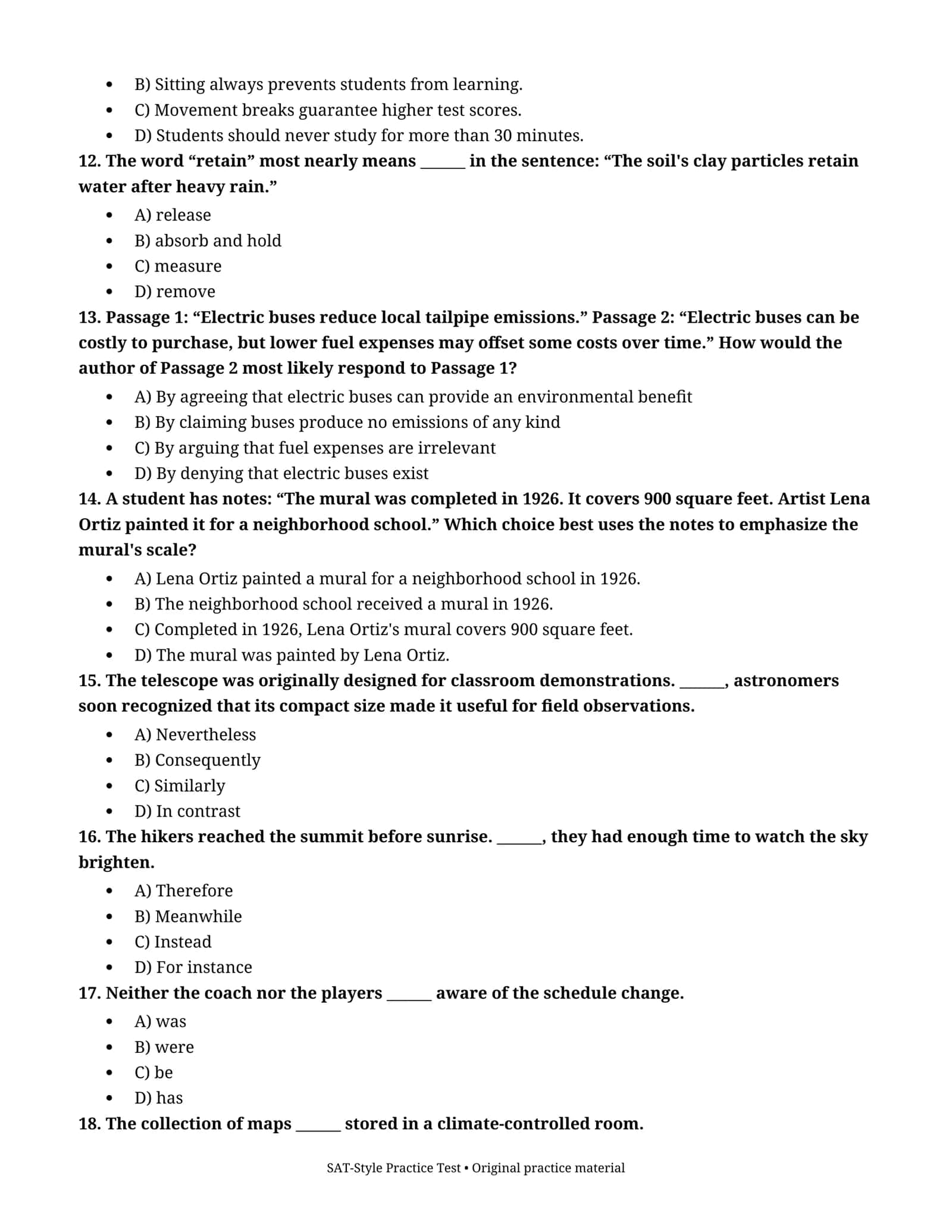 SAT Practice Test — 98 ta original savol va javoblar 3