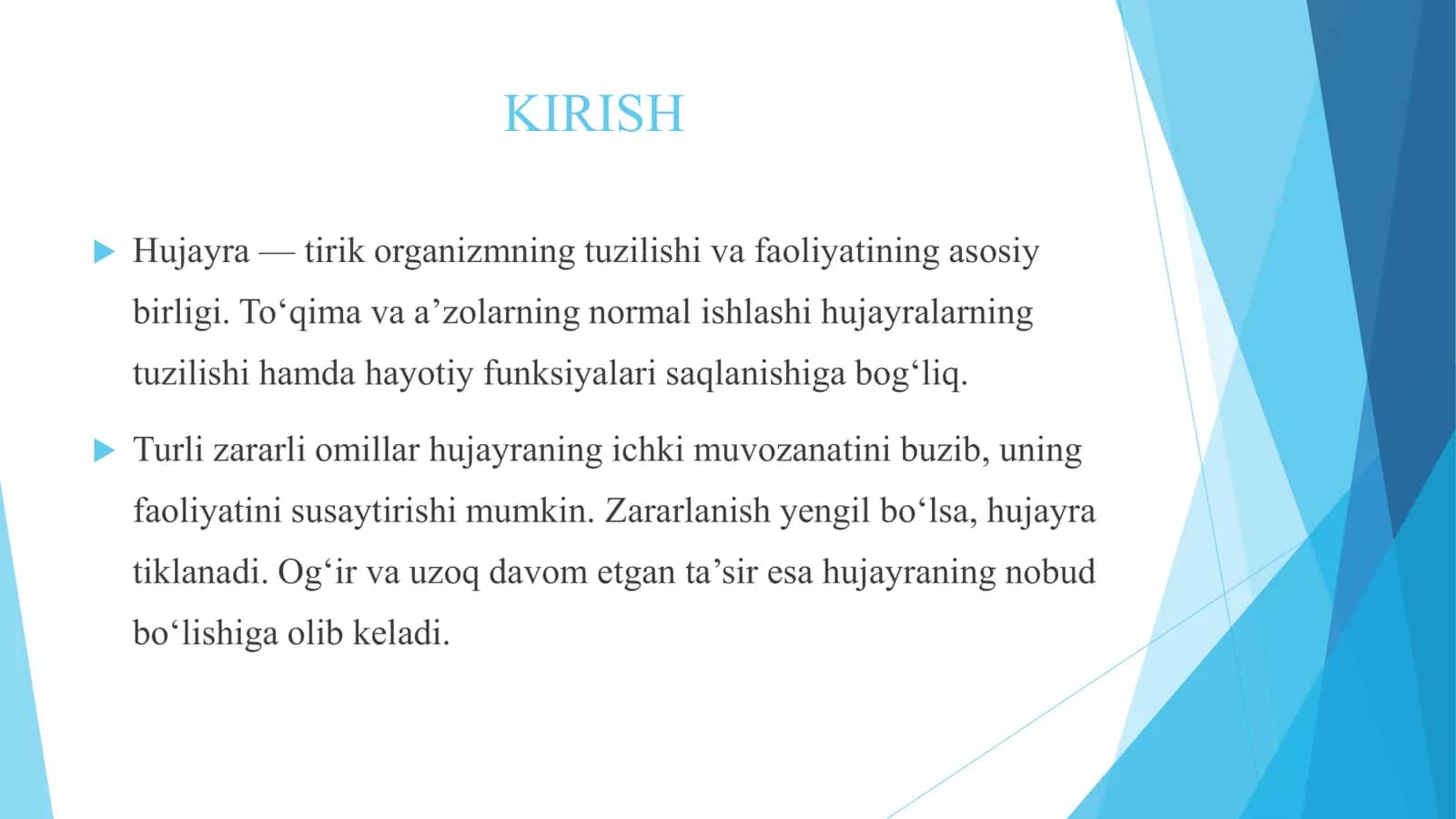 Hujayraning Zararlanishi va Nobud Bo'lishi 3