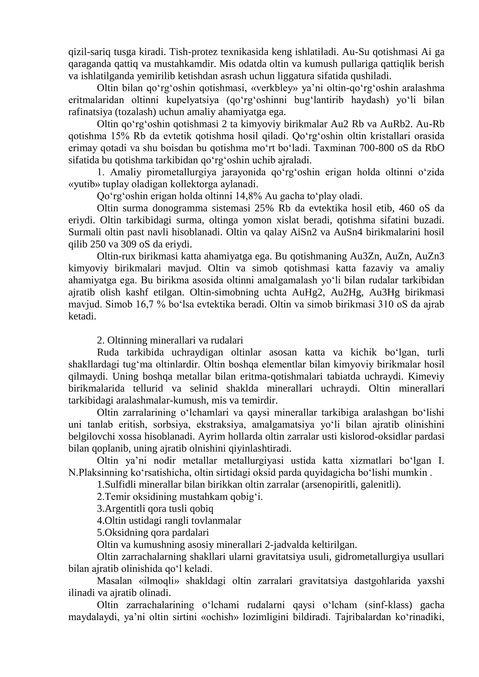 Oltin tarkibli rudalaridan qimmatbaho komponentlarni ajratib olish texnologiyasi 3