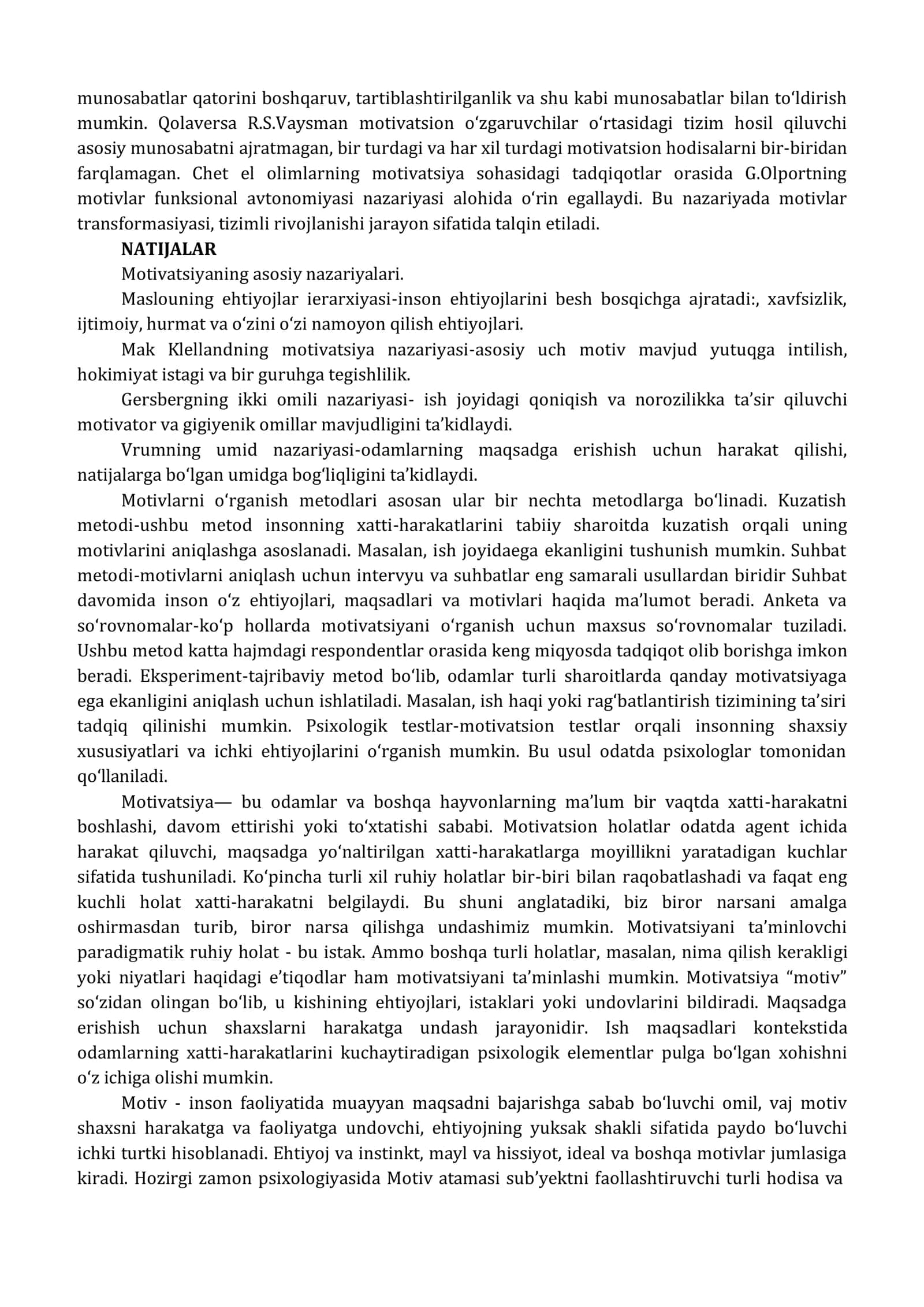 MOTIVATSIYA VA MOTIVLARNI O‘RGANISH METODLARI 3