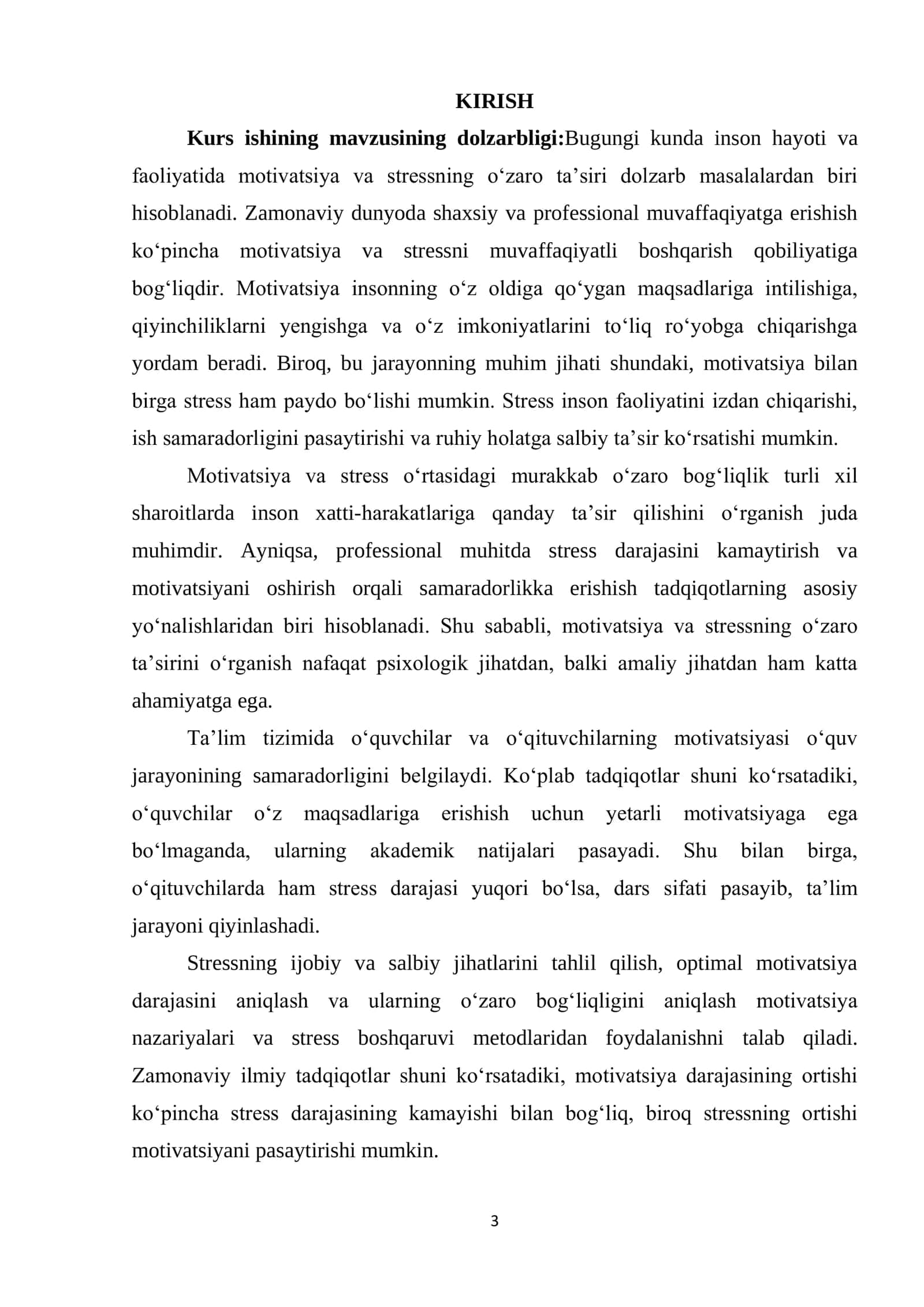 MOTIVATSIYA VA STRESS: O‘ZARO TA’SIRI VA OQIBATLARI 3