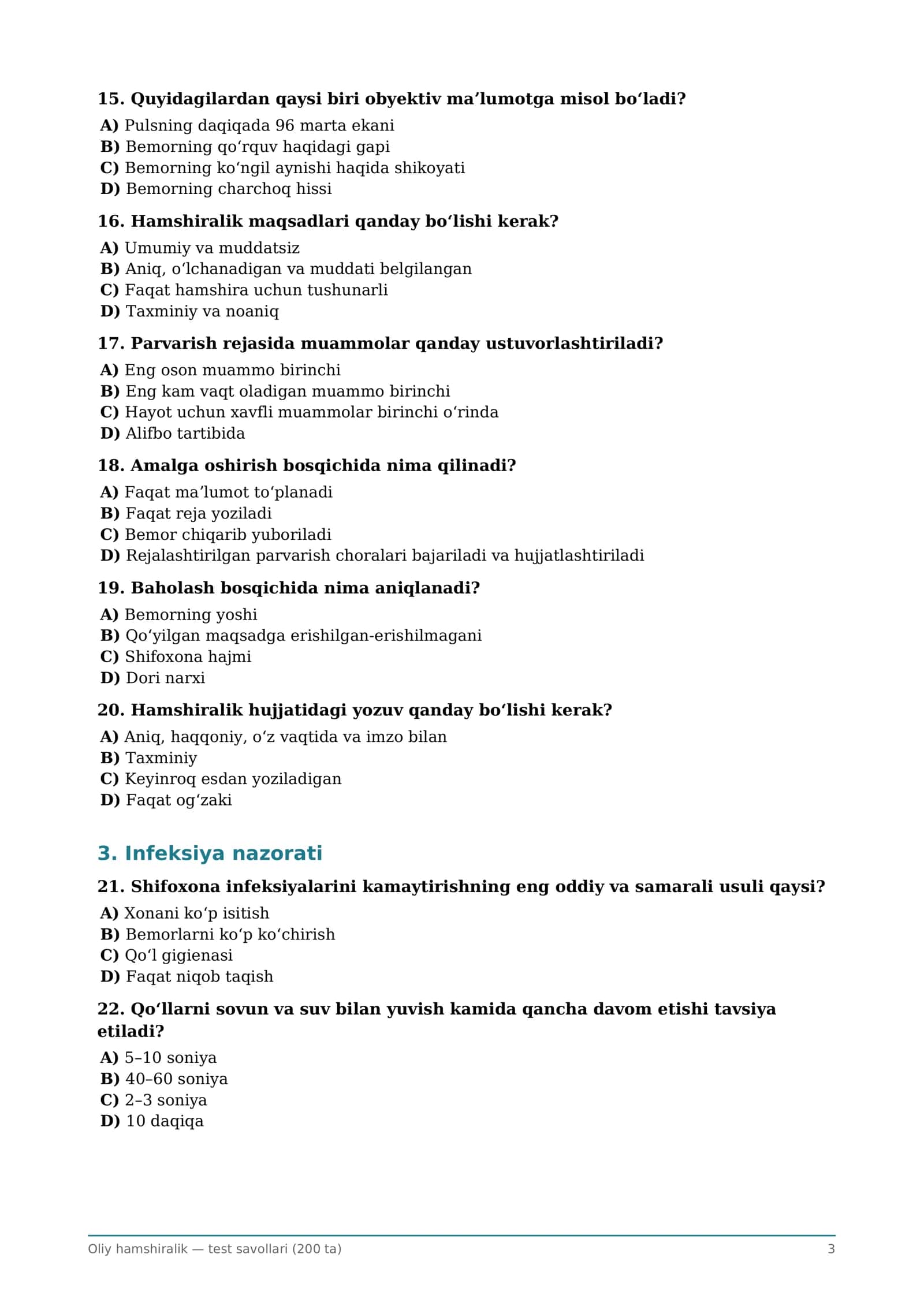 Oliy hamshiralik — test savollari (200 ta) 3