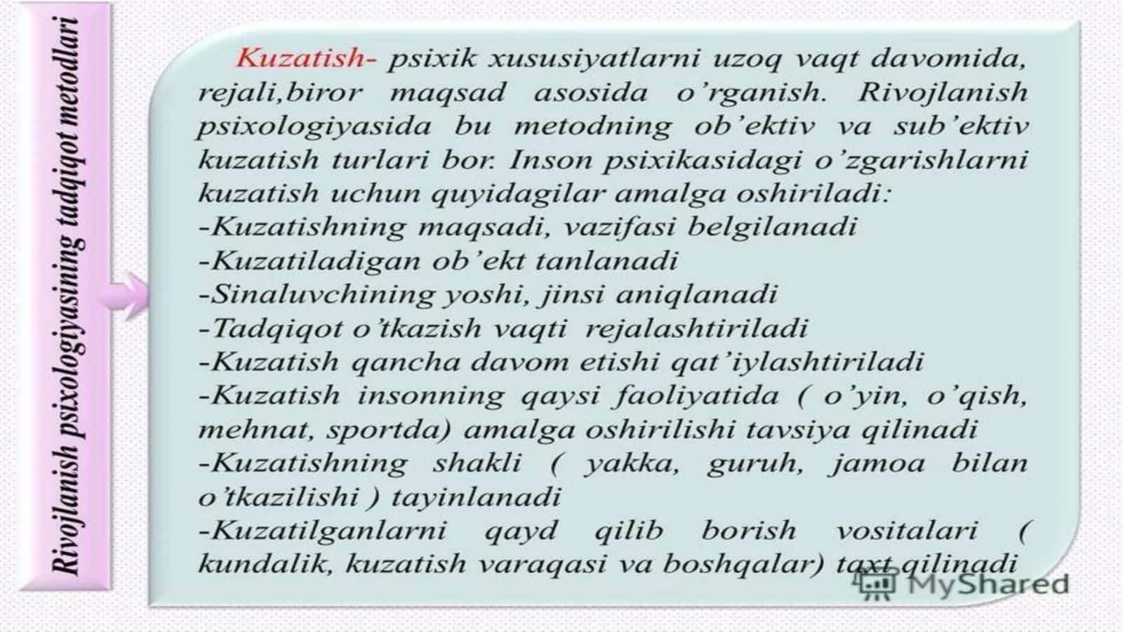 YOSH PSIXOLOGIYASINING TADQIQOT METODLARI. 3