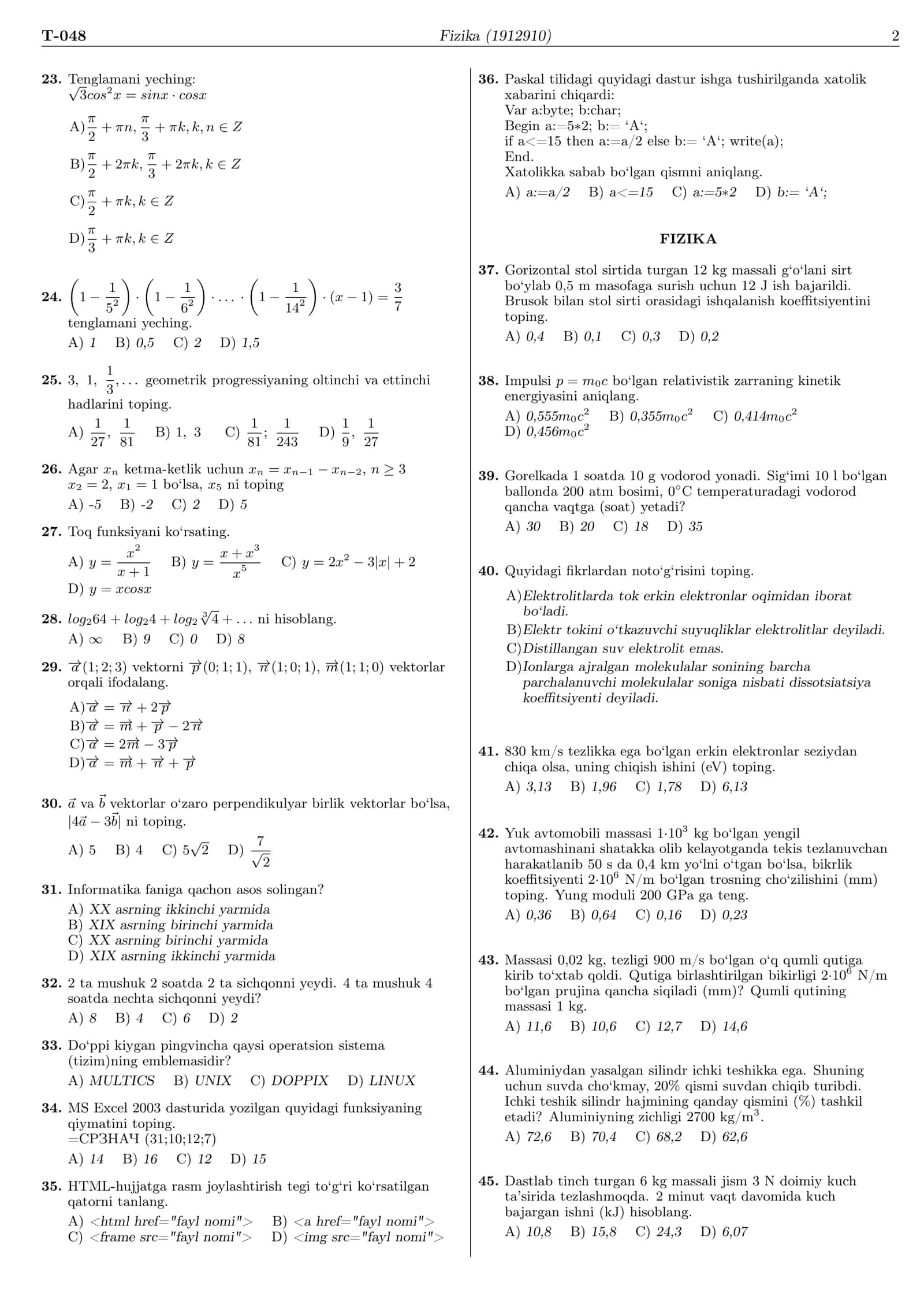 Matematika (informatika bilan) 3