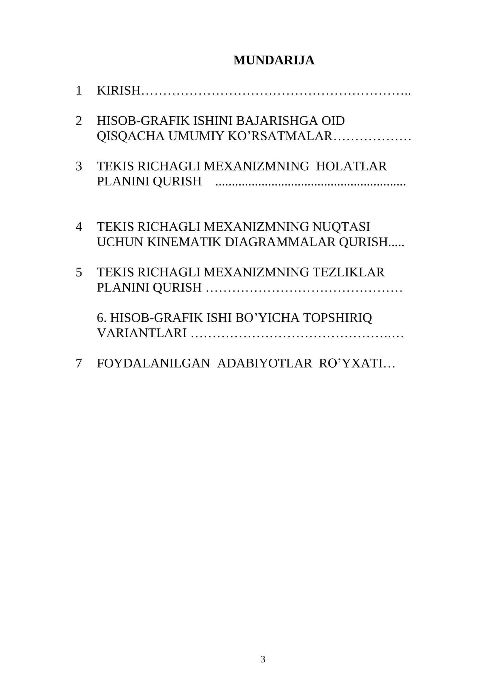 Mashina detallari hisob-grafik ishlarini bajarish uchun uslubiy qo'llanma 3