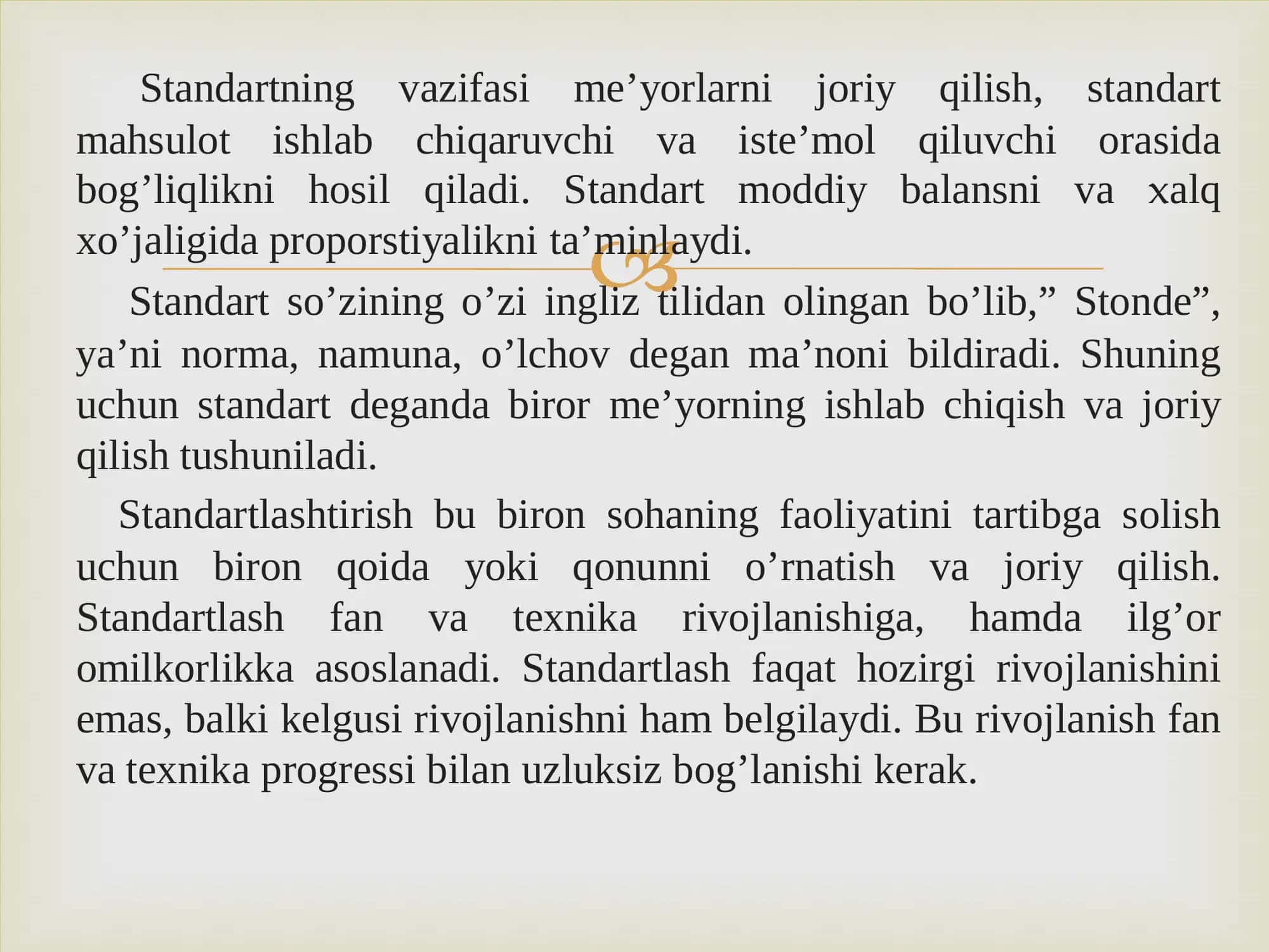 Texnologiyalar va jihozlar. Standartlar. mahsulot sifatini ng o’sishida standartlashtirishning roli 3