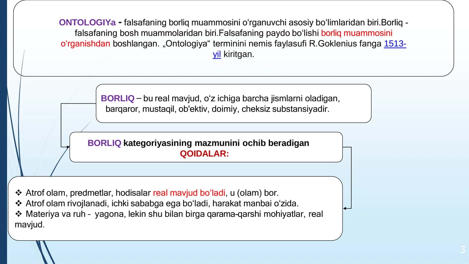 BORLIQ (ONTOLOGIYA) FALSAFASI 3