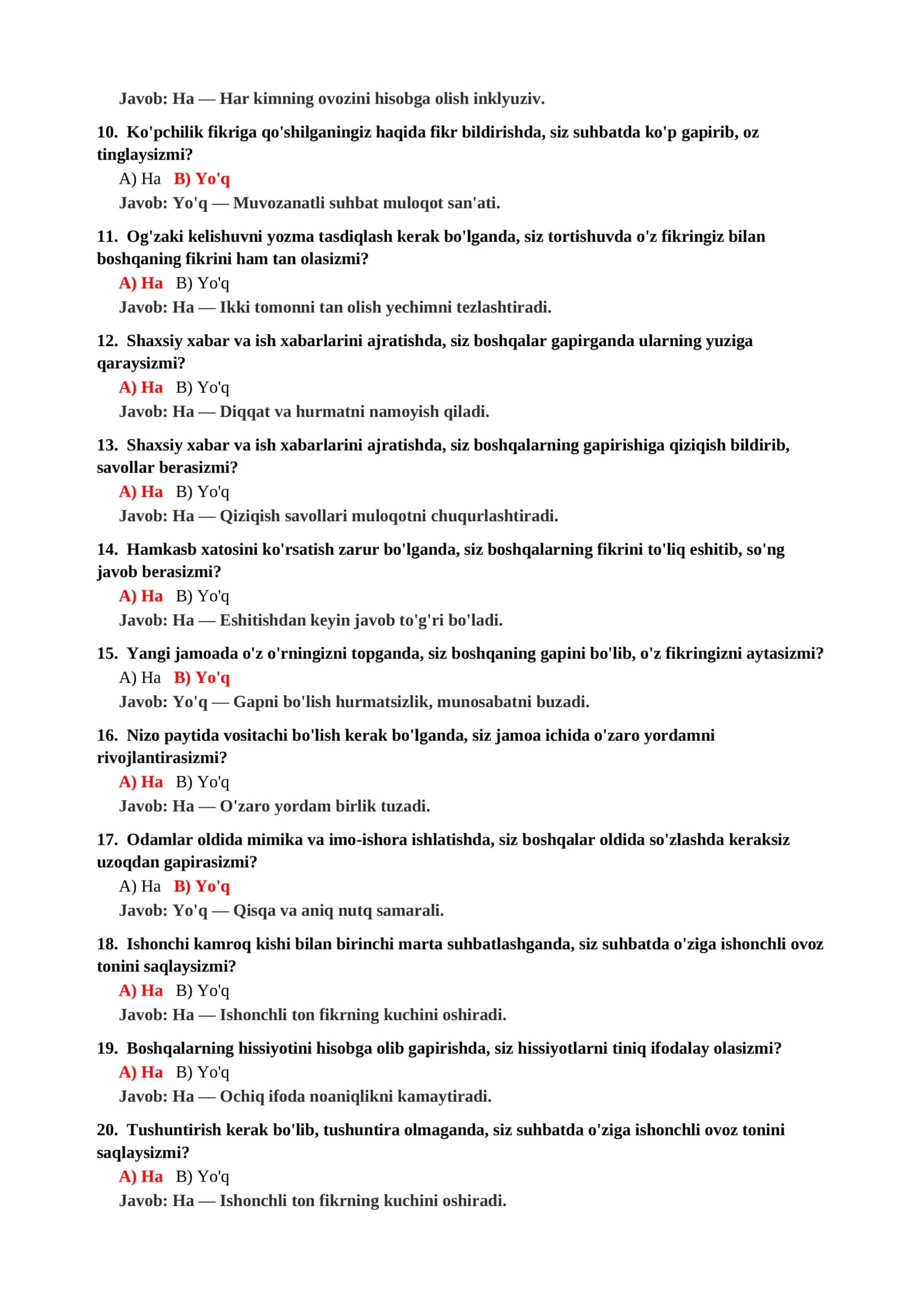 Psixologiya Fanidan Bilimni Mustahkamlash Testlari 3
