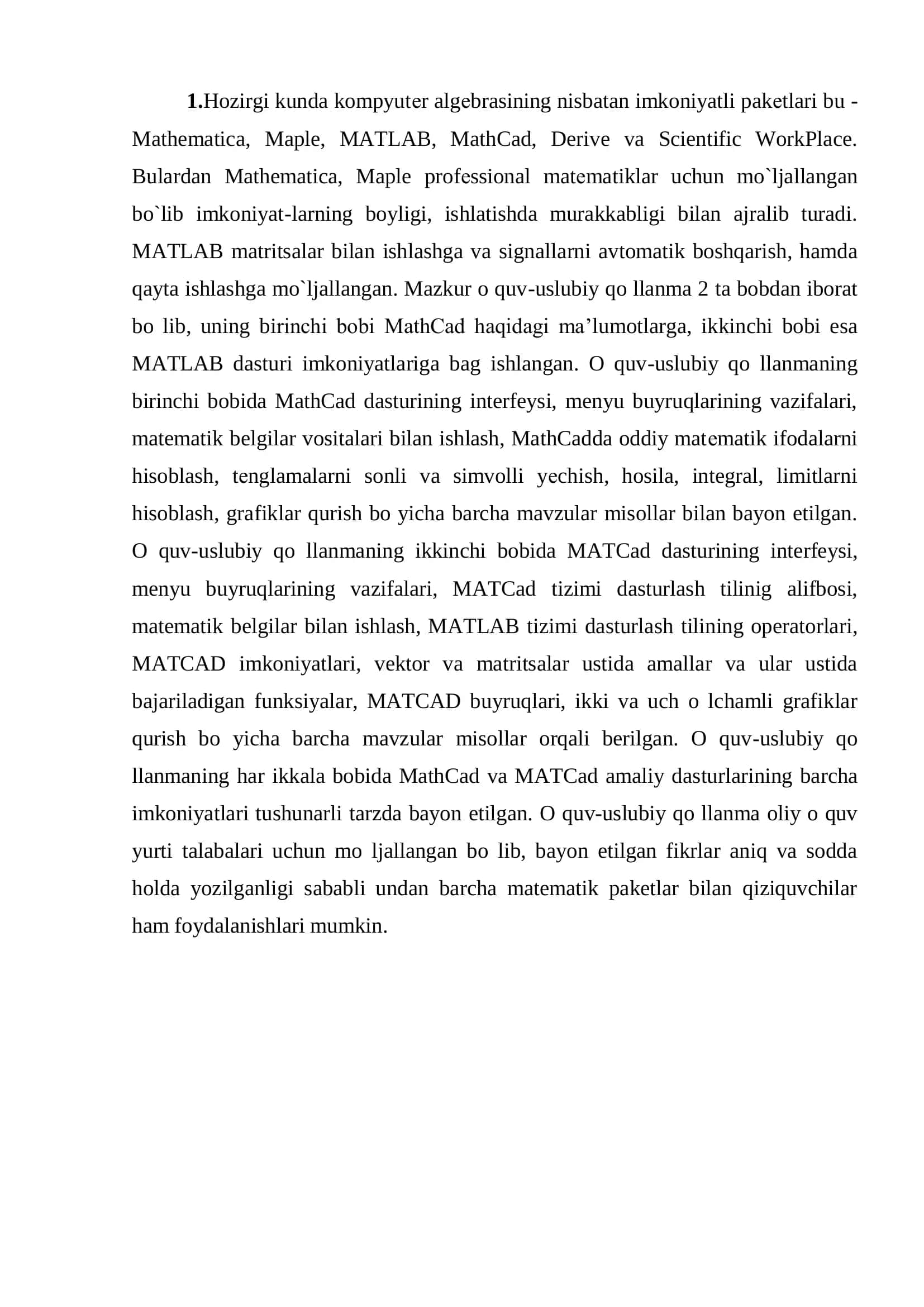 MathCad bilan ishlash 3