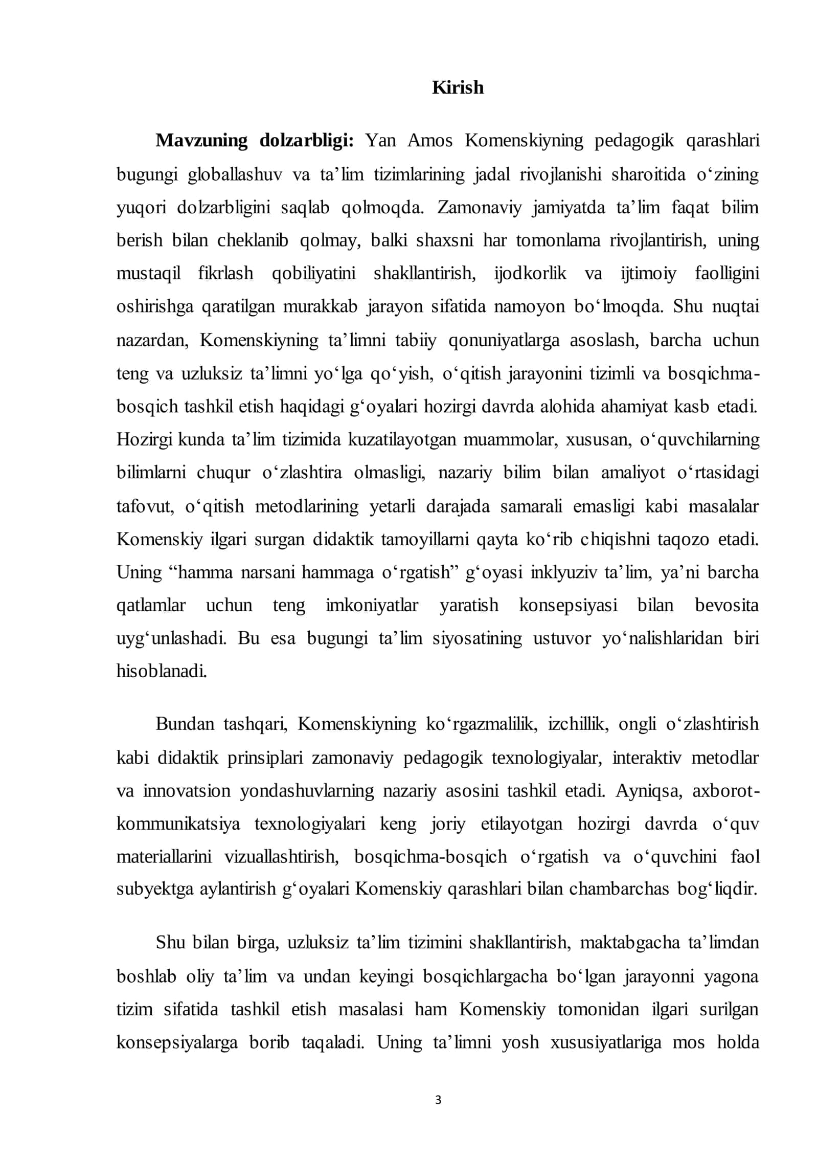 Yan Amos Komenskiyning padagogik qarashlari. kurs ishi 3