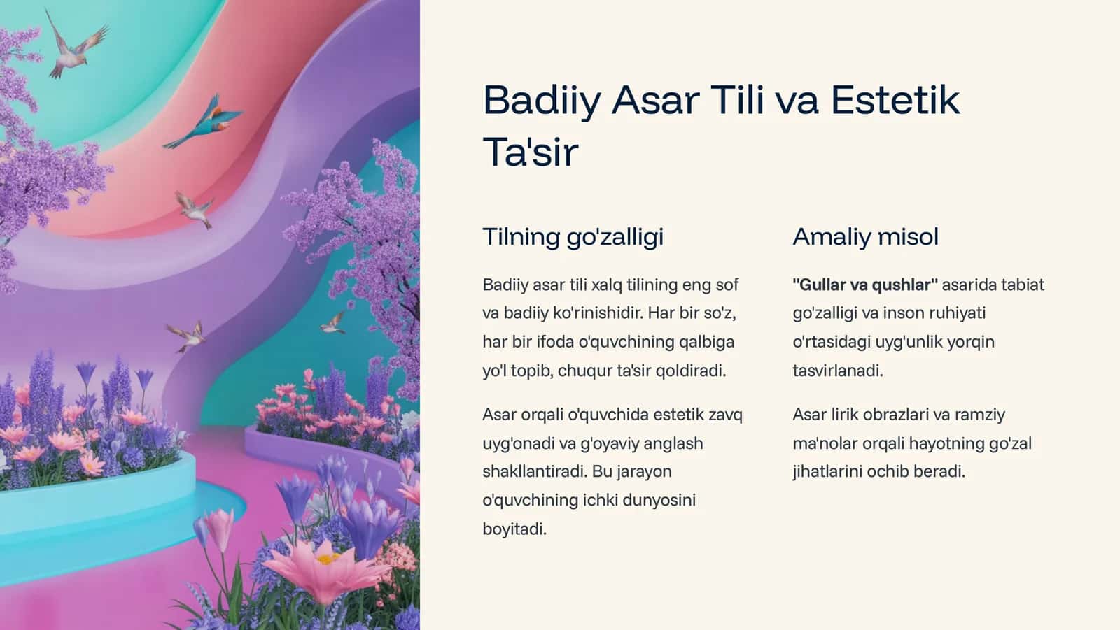 Tanlangan badiiy asarlarni estetik-g8oyaviy jihatdan tahlil qilish 3