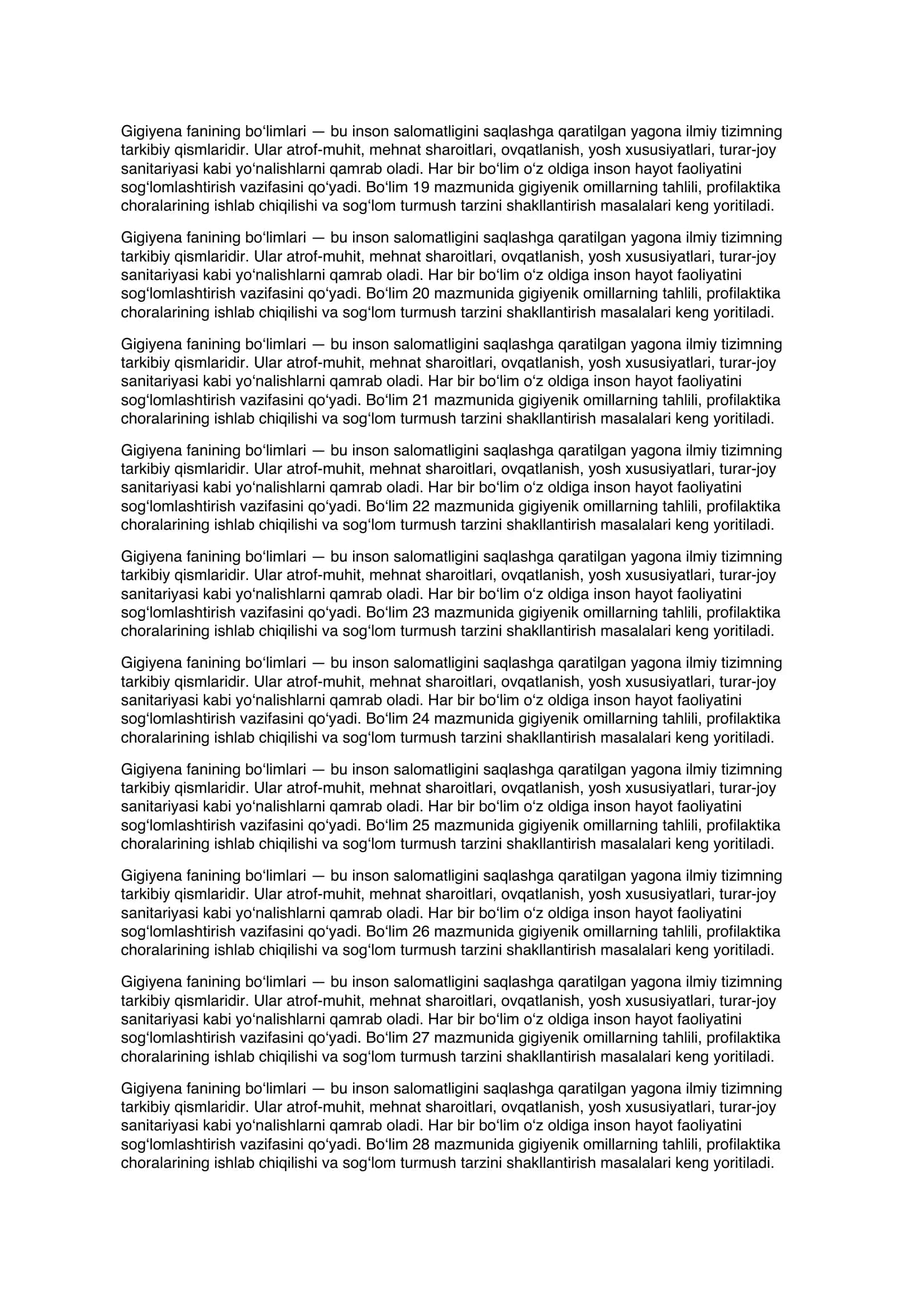 Gigiyena fanining bo‘limlari referat 3