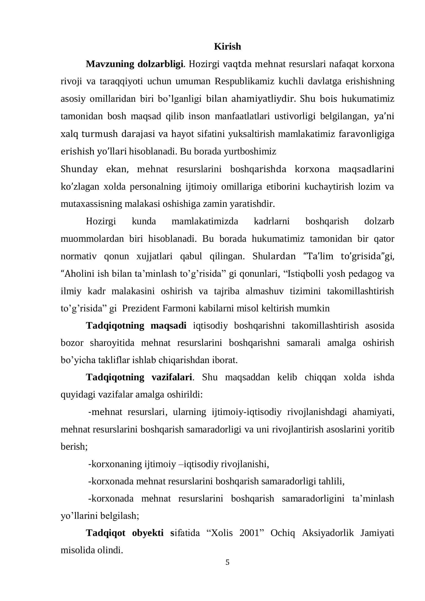 МAVZU: “TASHKILOTDA INSON RESURSLARINI BOSHQARISHDA ZAMONAVIY USULLARDAN FOYDALANISH YO’LLARI” 3