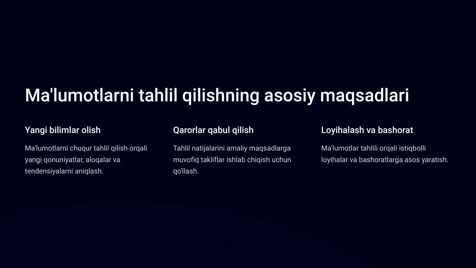 Ma'lumotlarni kompleks tahlil qilish metodlari va vositalari 3