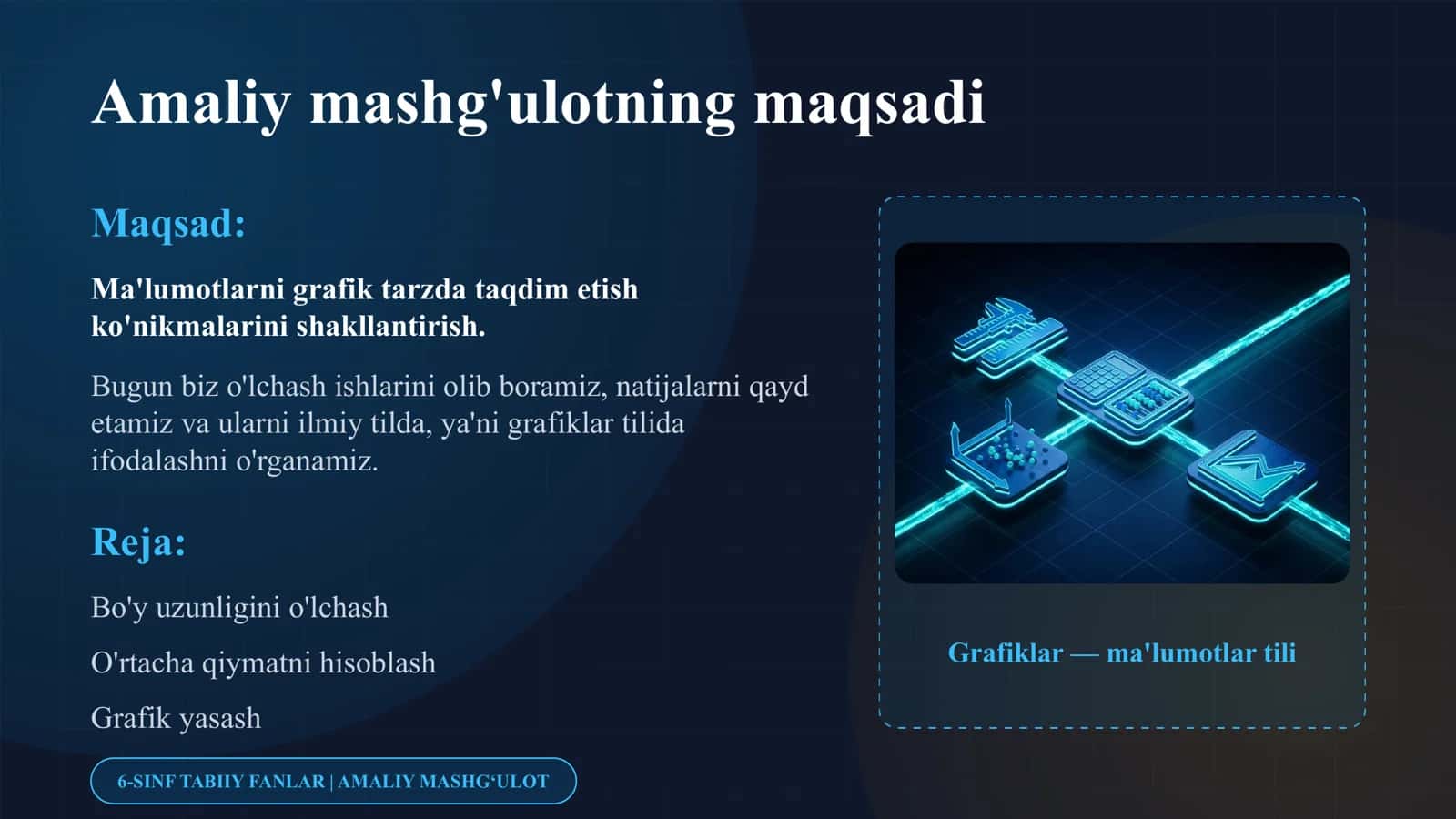 6-SINF TABIIY FANLARDA MAʼLUMOTLARNI GRAFIKDA TASVIRLASH 3