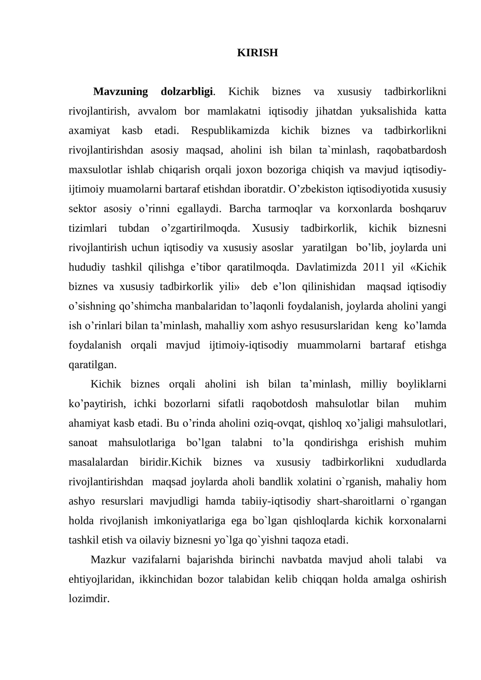 « AHOLI BANDLIGIDA KICHIK BIZNES VA XUSUSIY TADBIRKORLIKNING AHAMIYATI (Samarqand viloyati misolida) » 3