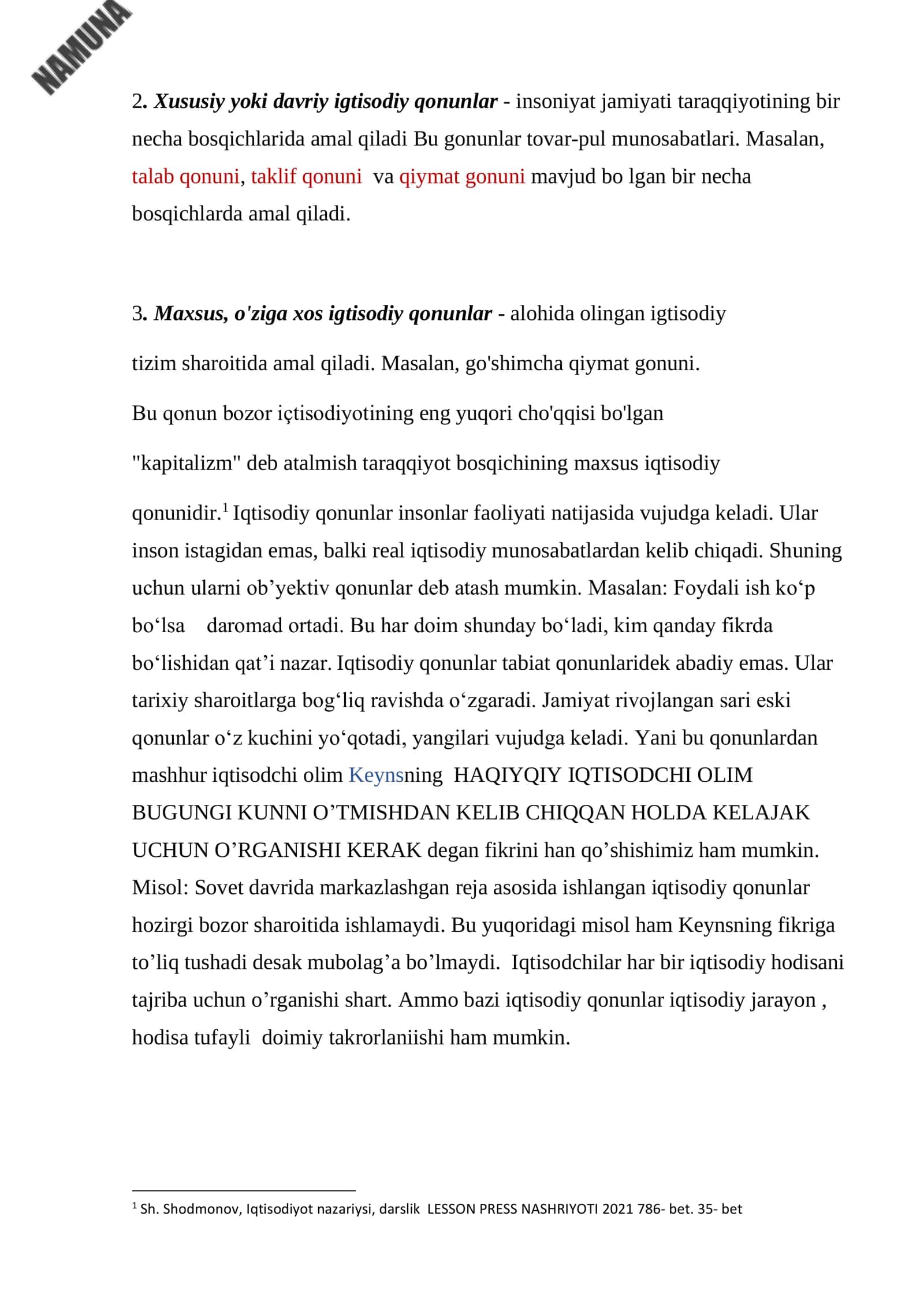 Iqtisodiy qonunlar va ularning tizimi, vaqtni tejash qonuni, ehtiyojlarni ortib boorish qonuni va boshqa umumiy qonunlar 3