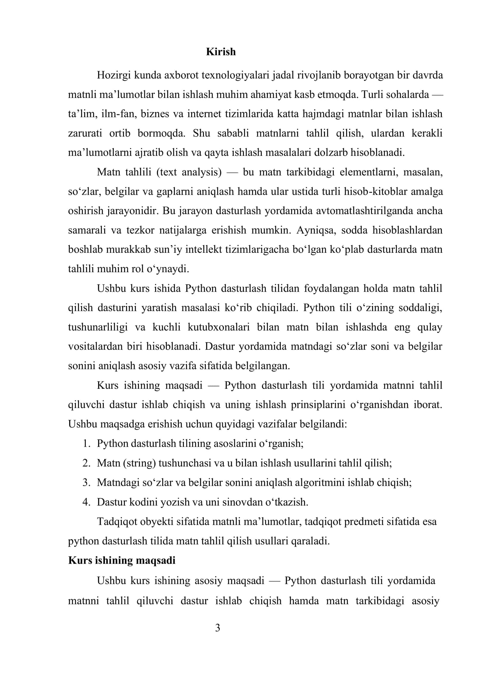 Python dasturlash tilida matn tahlil qilish dasturni yaratish 3