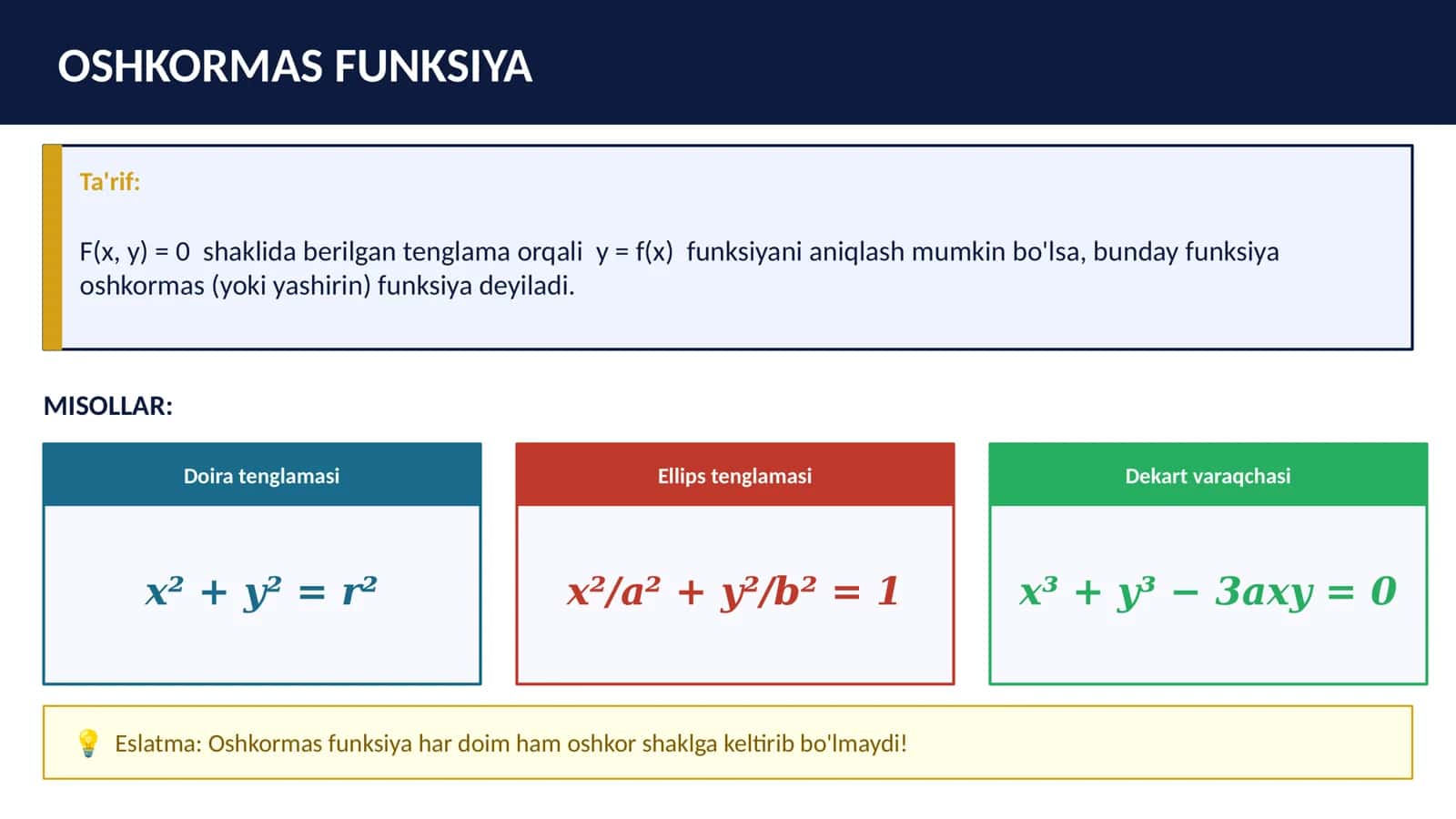 OSHKORMAS FUNKSIYA va uni hosila yordamida to'la tekshirish 3