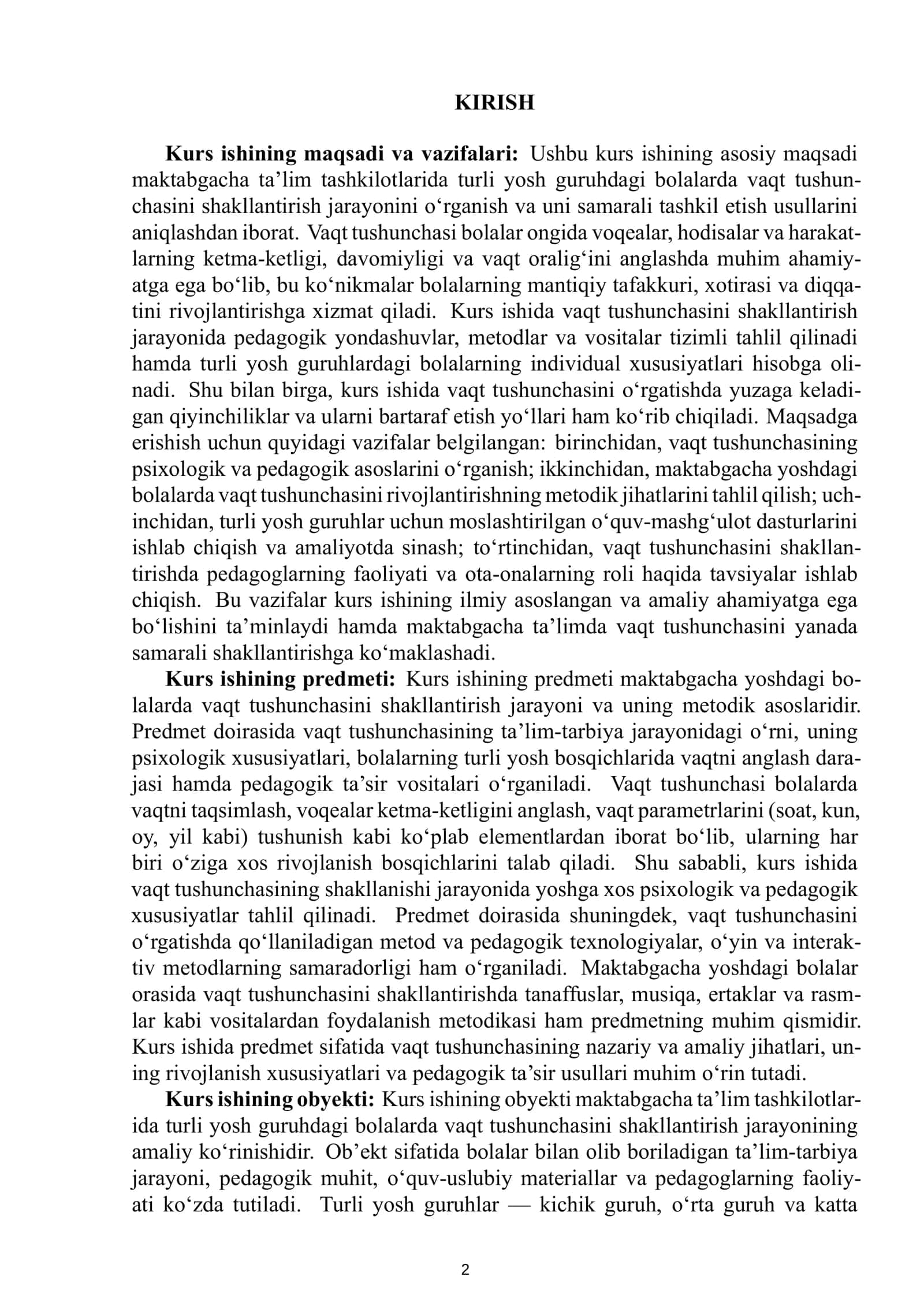 MTT TURLI YOSH GURUH BOLALARIDA VAQT TUSHUNCHALARINI SHAKLLANTIRISH FANIDAN TAYYORLAGAN KURS ISHI 3