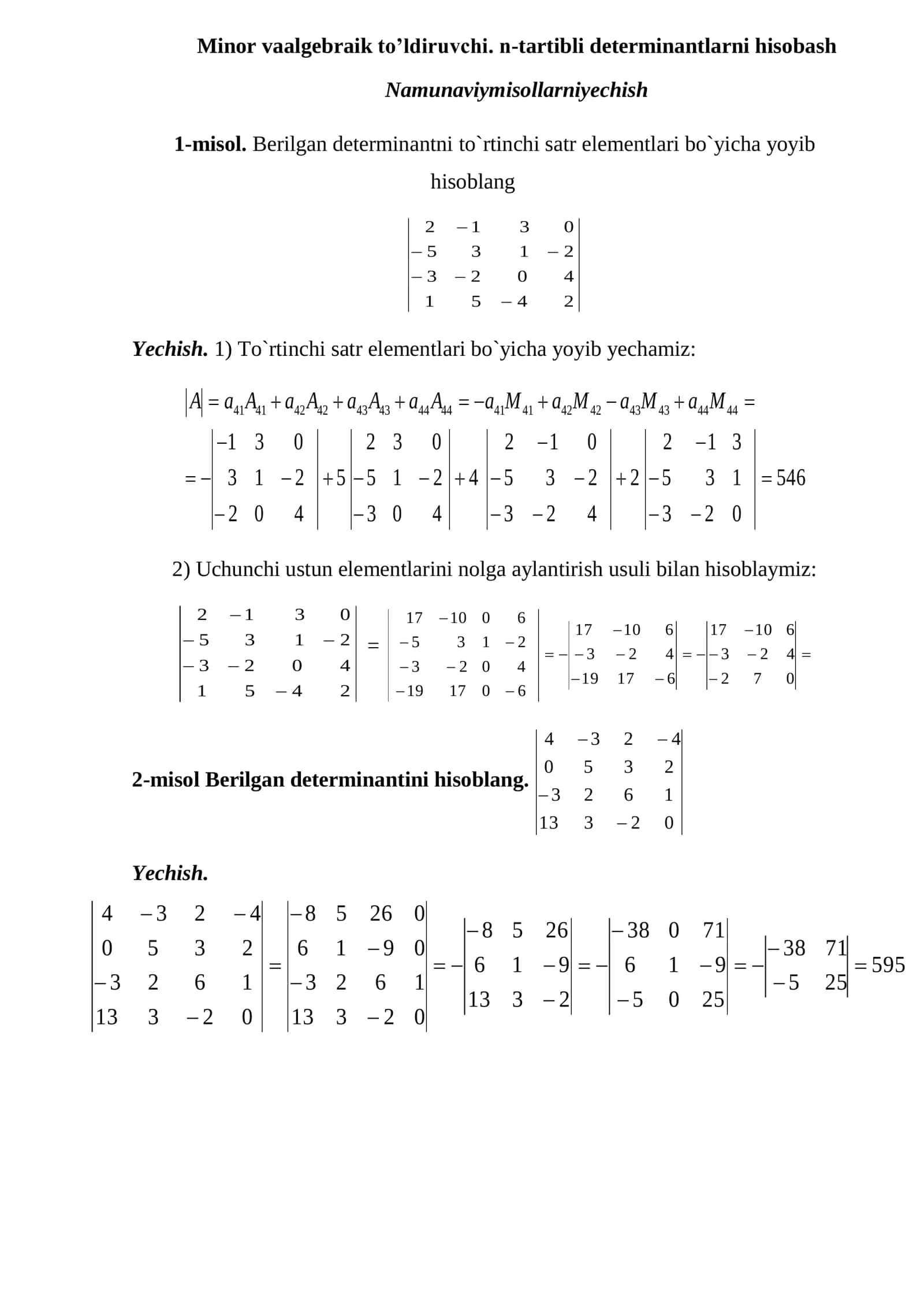 Determinant va Matritsalar 3