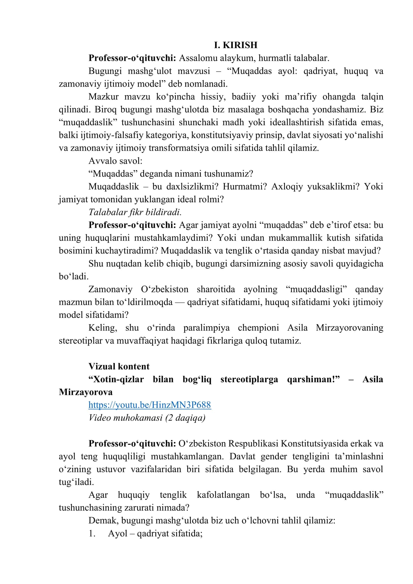 “Muqaddas ayol. dars ishlanma 3