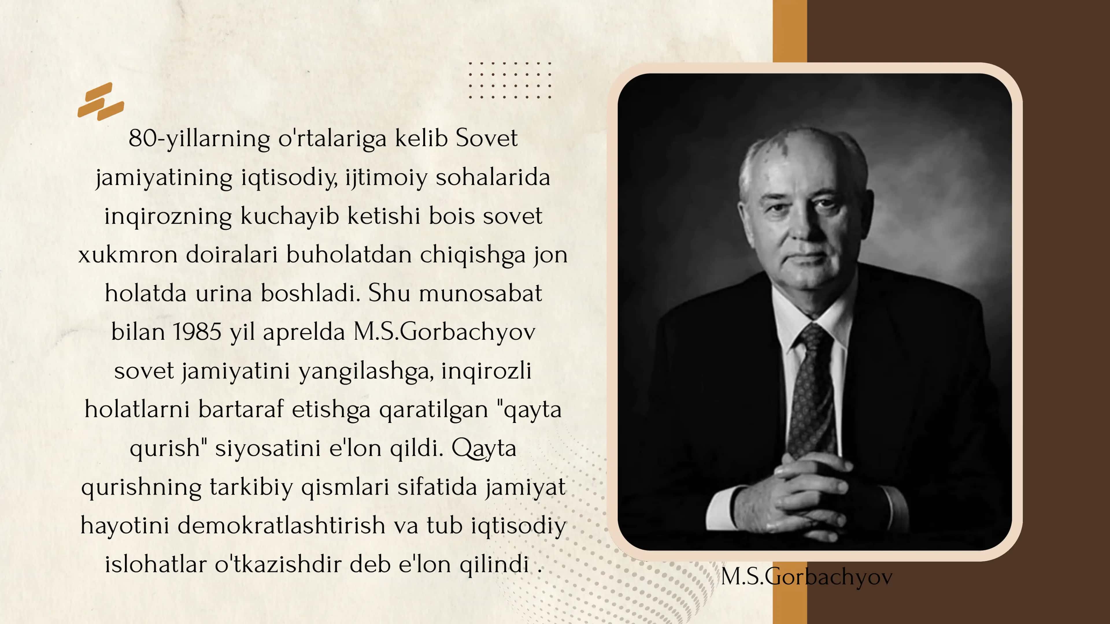 Qayta qurish yillarida O'zbekistondagi ijtimoiy siyosiy vaziyat 3