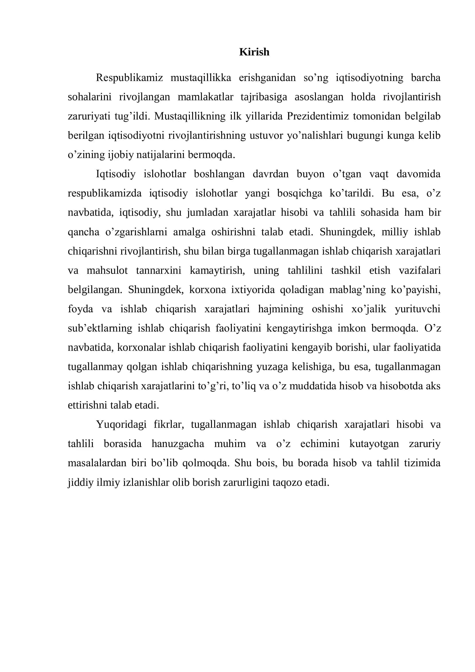 Tugallanmagan ishlab chiqarish xarajatlari hisobi 3