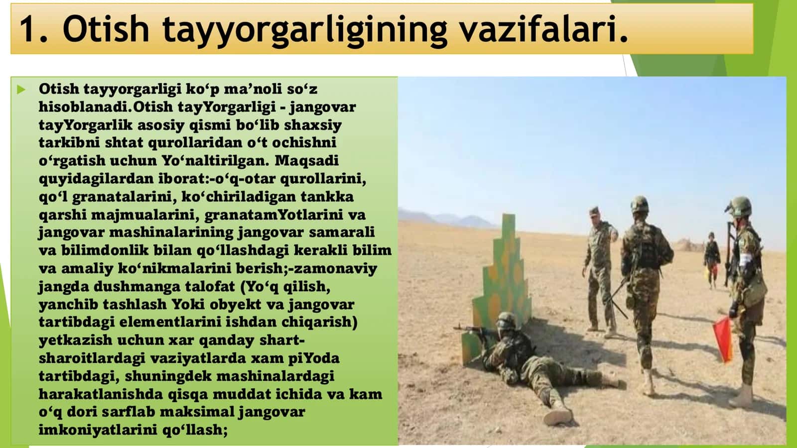 Otish tayyorgarligining vazifalari va umumiy holatlar 3