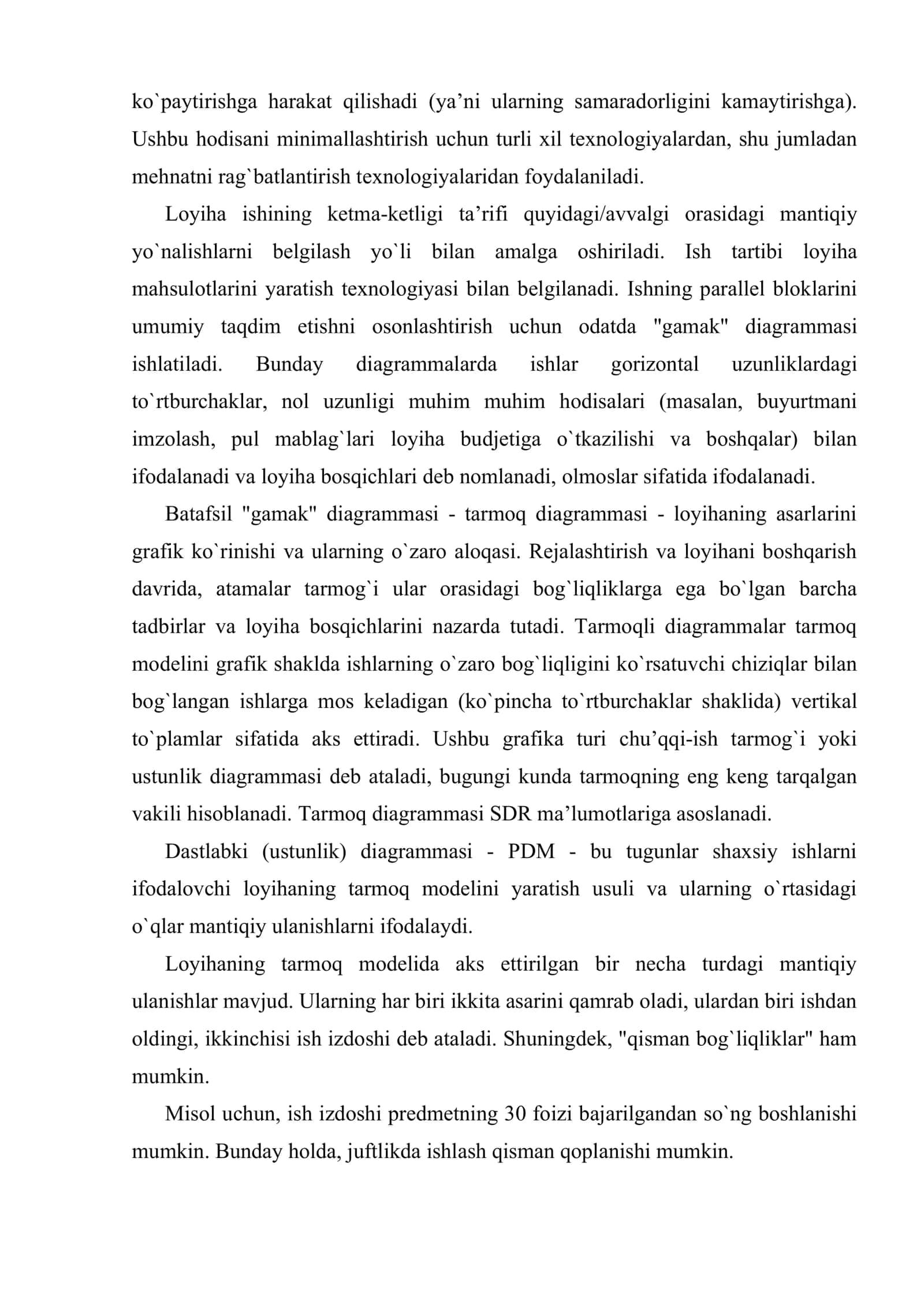Vaqt parametrlari bo`yicha loyihalarni boshqarish 3