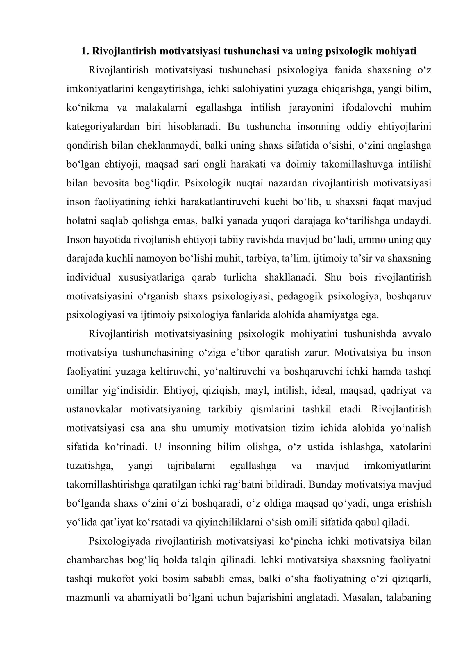 RIVOJLANTIRISH MOTIVATSIYASI. REFLEKSIYA TUSHUNCHASI 3