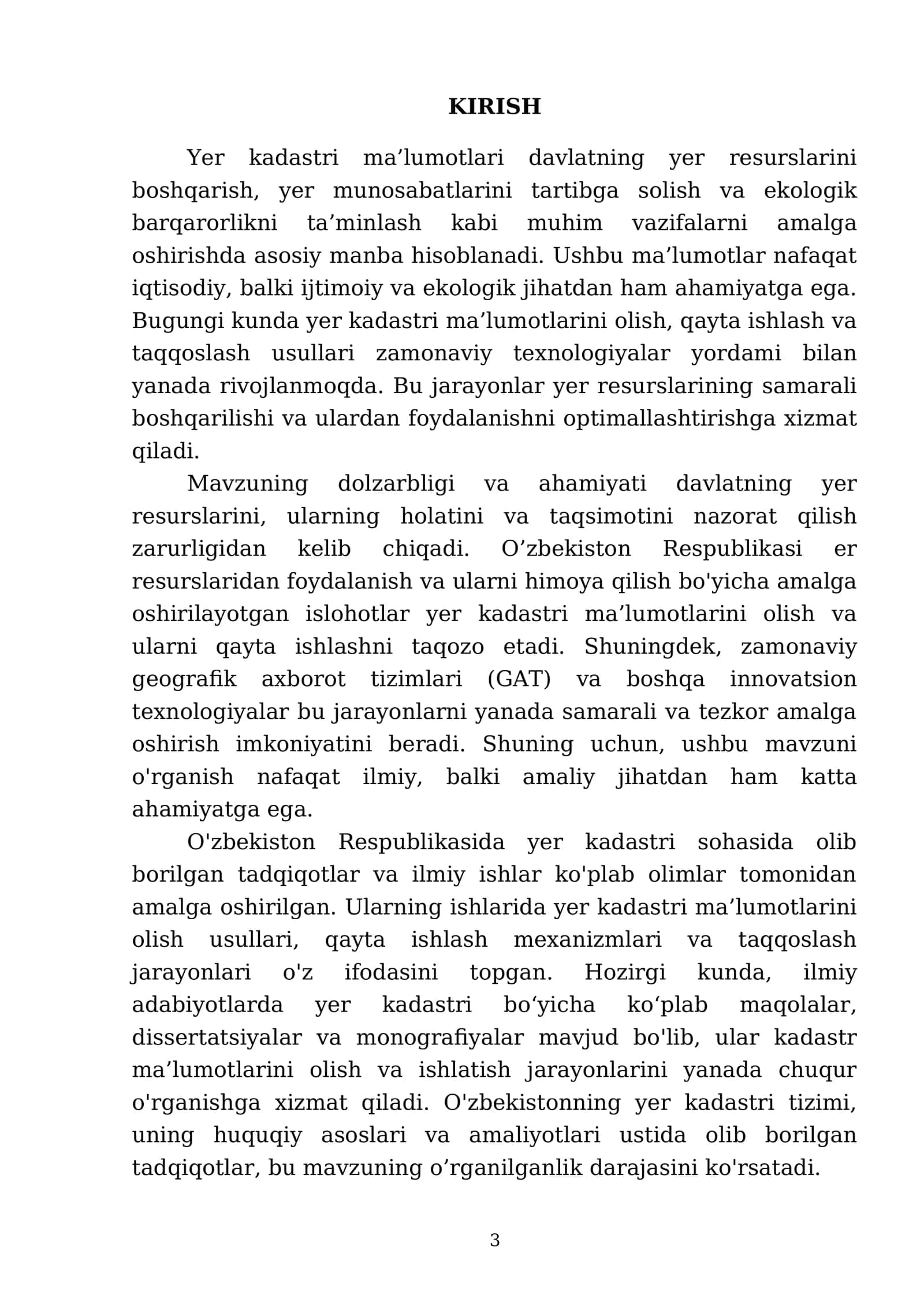 Davlat yer kadastri ma’lumotlarini olish, qayta ishlash va taqqoslash usullari Yer kadastri ma’lumotlarini olish yo‘llari 3