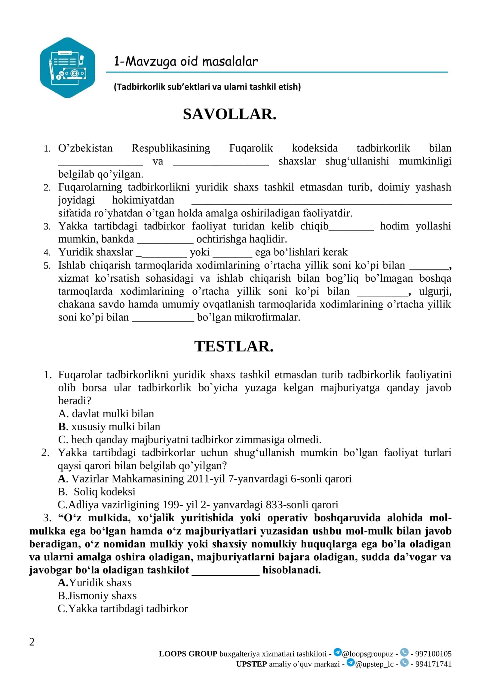 1-Mavzuga oid masalalar 3