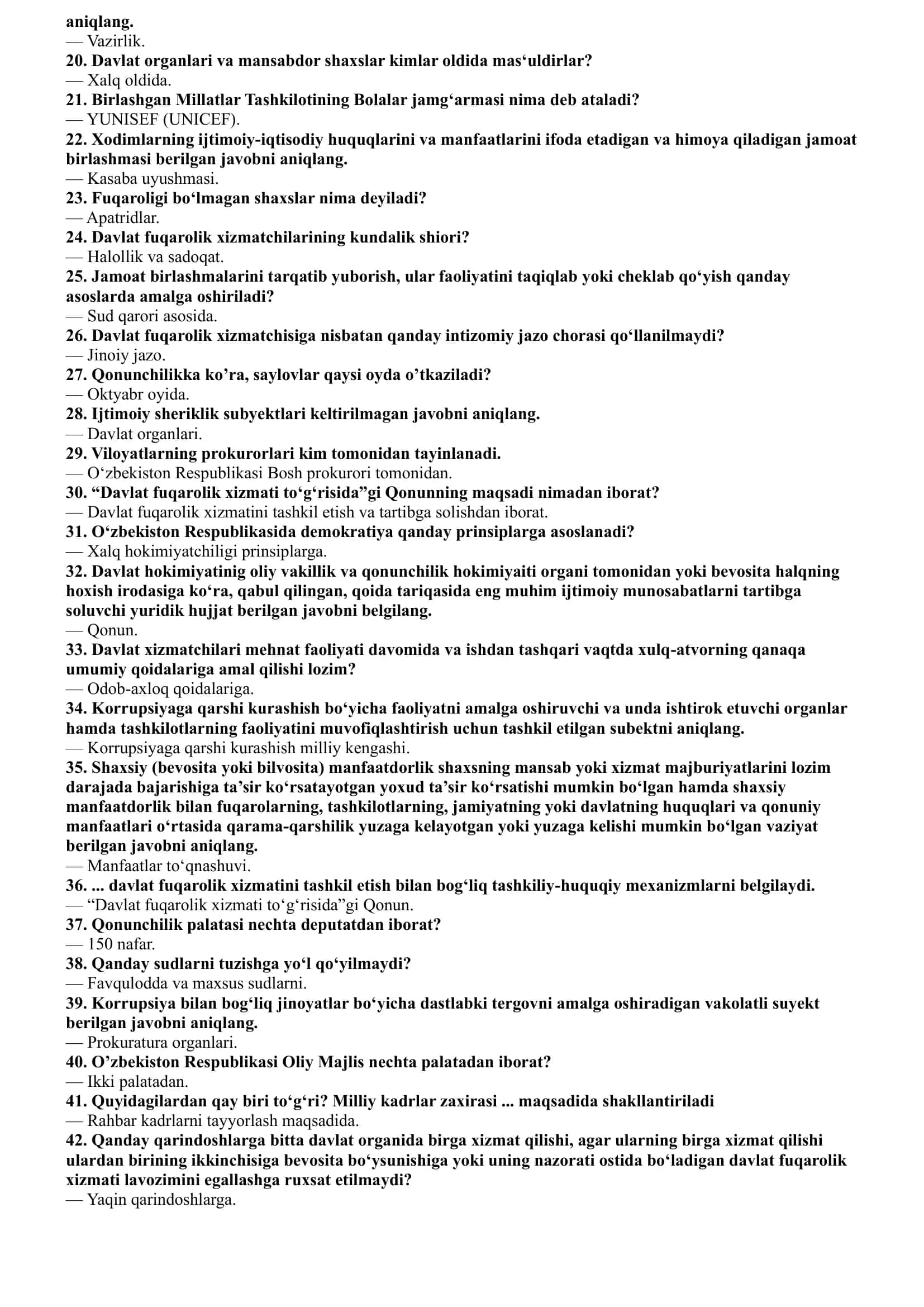 2026 Argos eng yangi test savollari (Milliy qonunchilik savollari) 3
