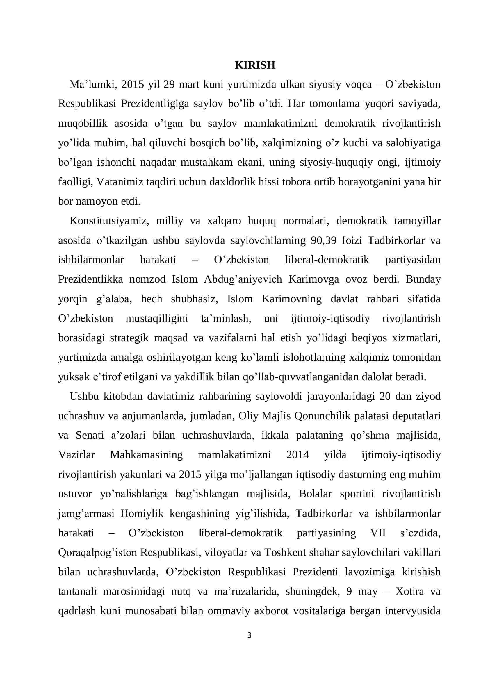 "ONA YURTIMIZ BAXTU SAODATI VA BUYUK KELAJAGI YO’LIDA XIZMAT QILISH – ENG OLIY SAODATDIR" 3