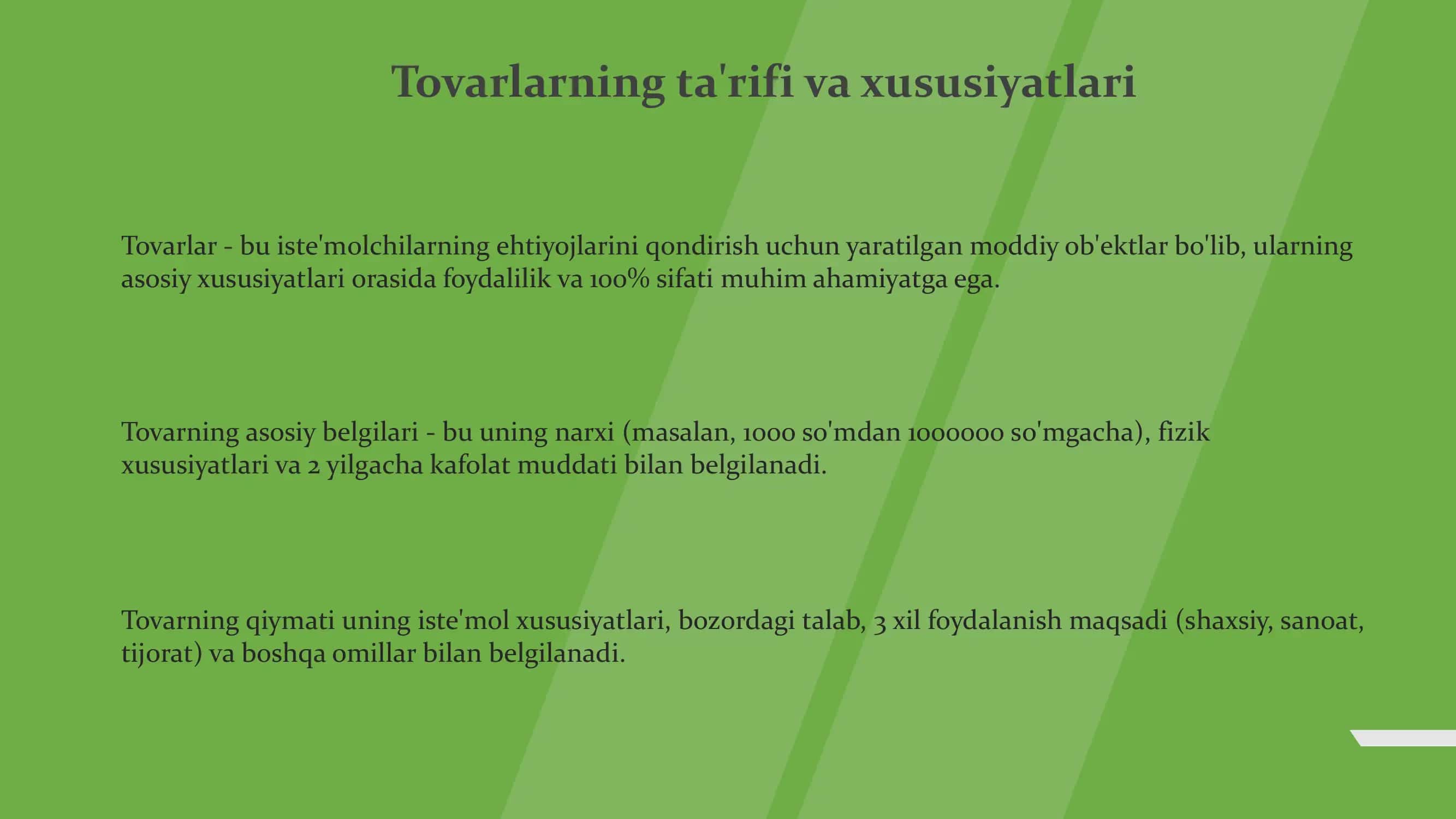 Tovar va uning xususoyatlari 3
