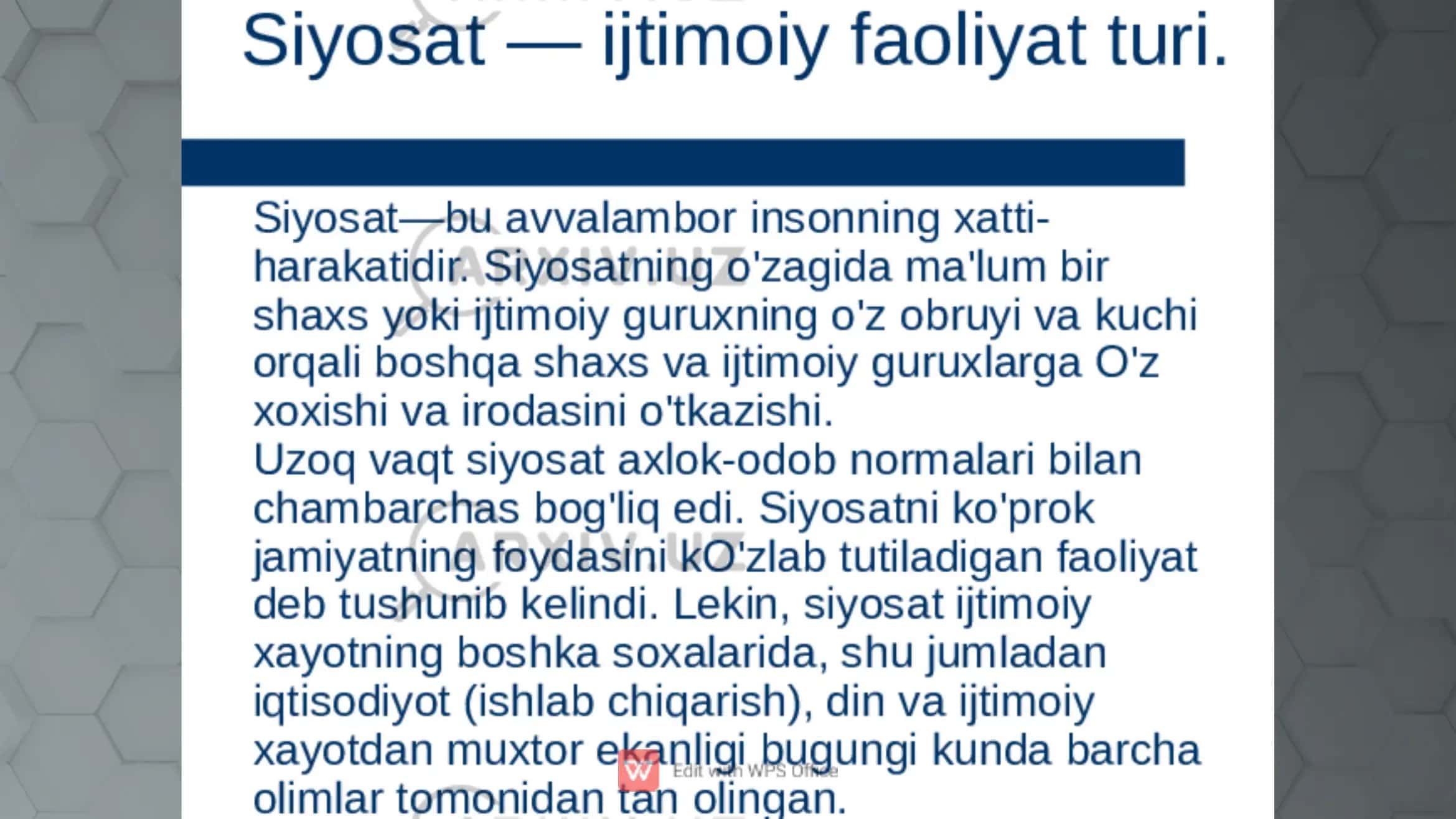 siyosatshunoslik fanidan taqdimot 3