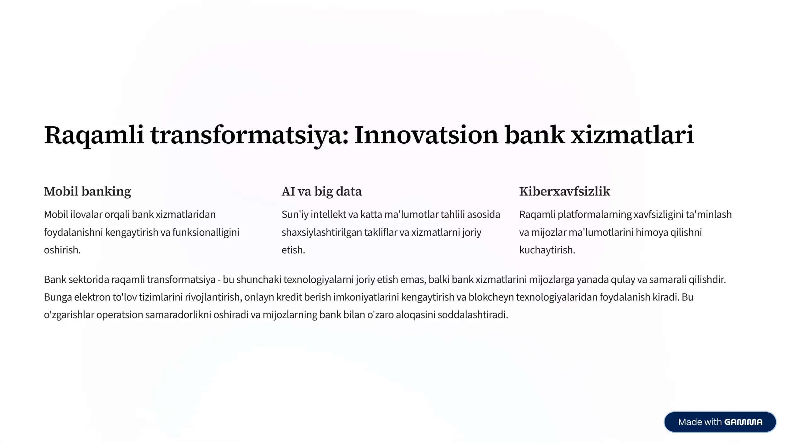 Banklar tizimini rivojlantirish yo'llari: Kelajak strategiyasi 3