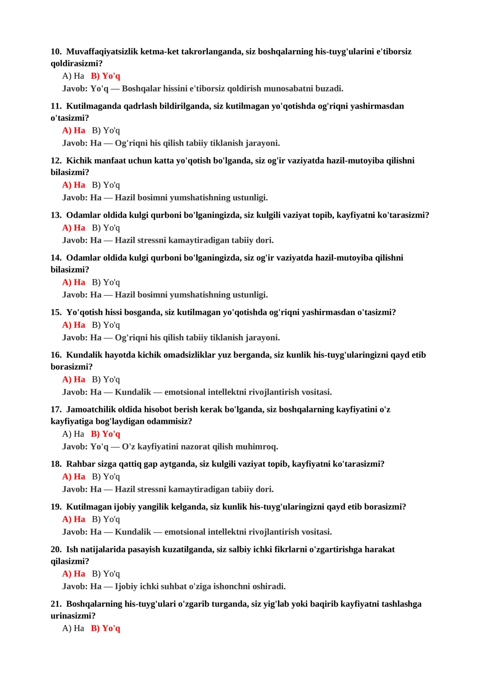 Kundalik hayotda psixologik mahorat testi 3