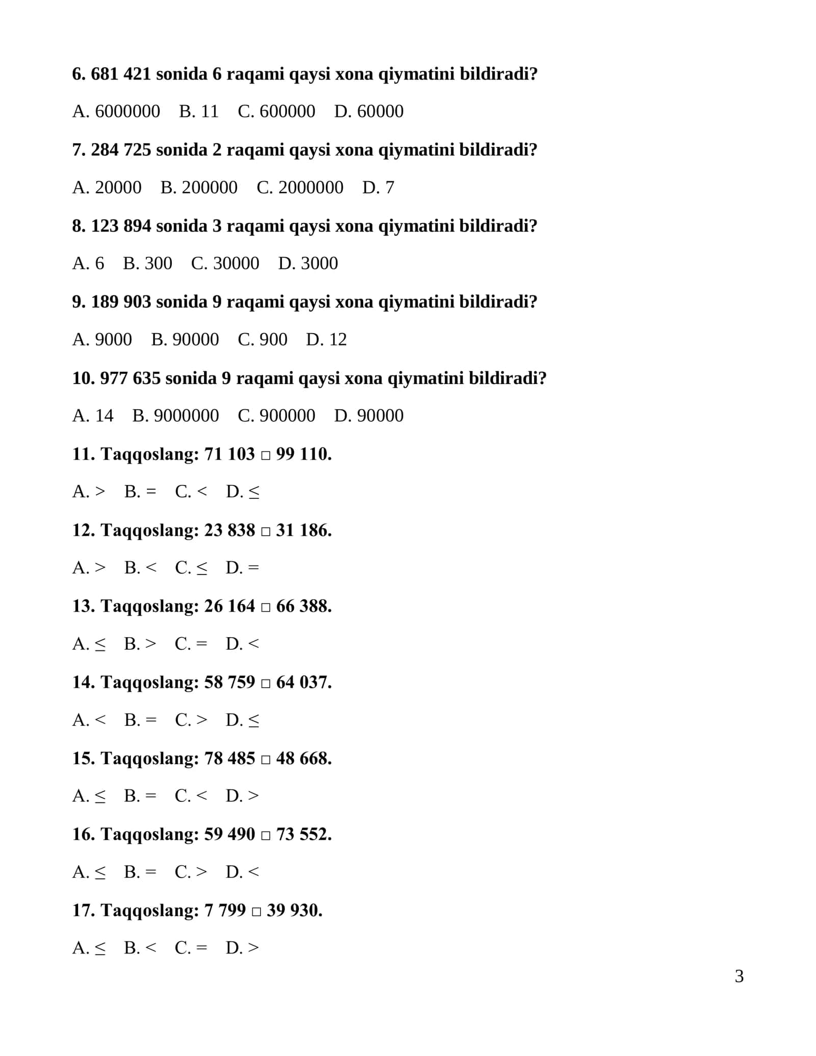 5-sinf matematika: 500 ta test javoblari bilan 3