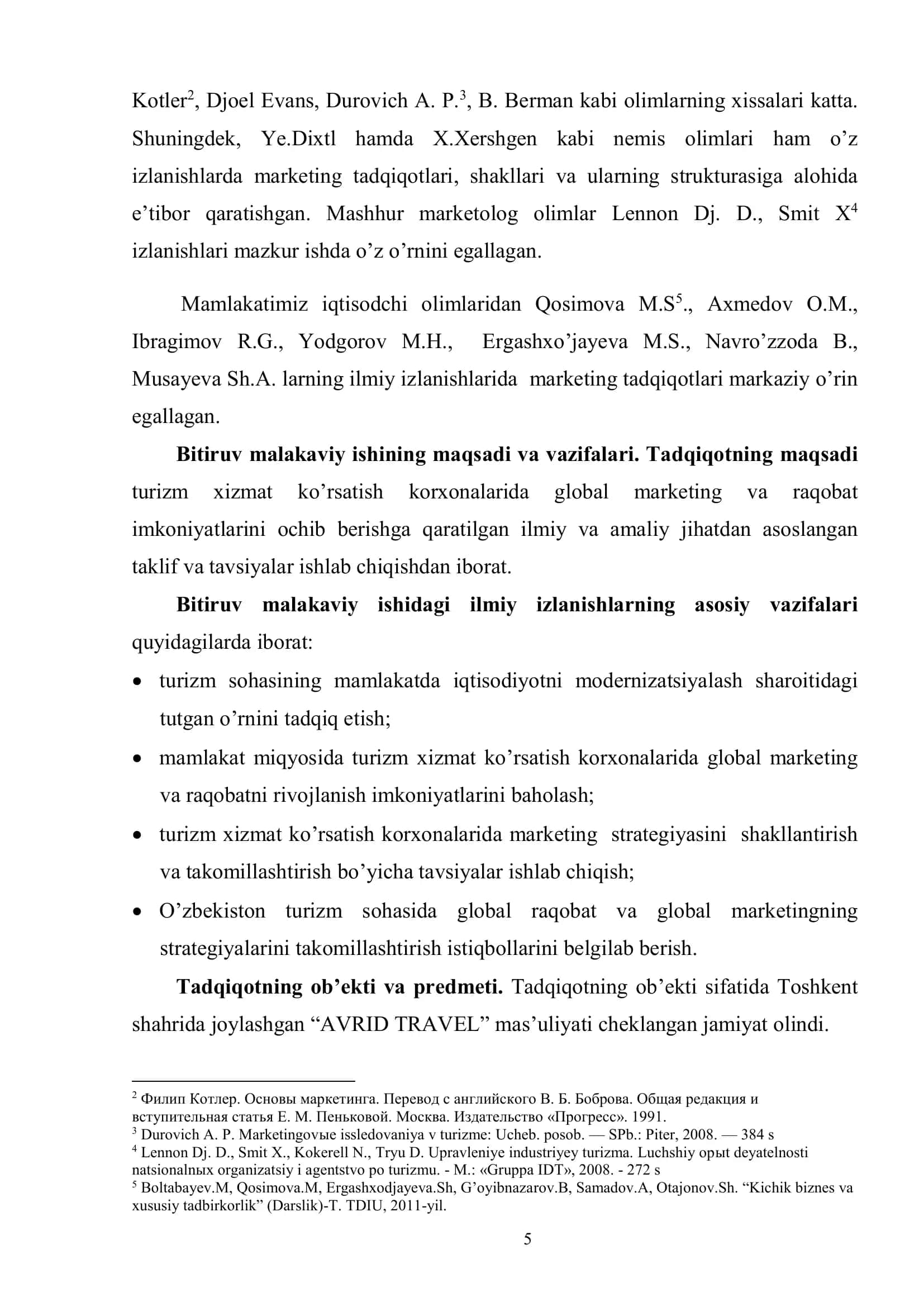Тurizm sоhаsidа global raqobat va global marketingning o’ziga xos xususiyatlari 3