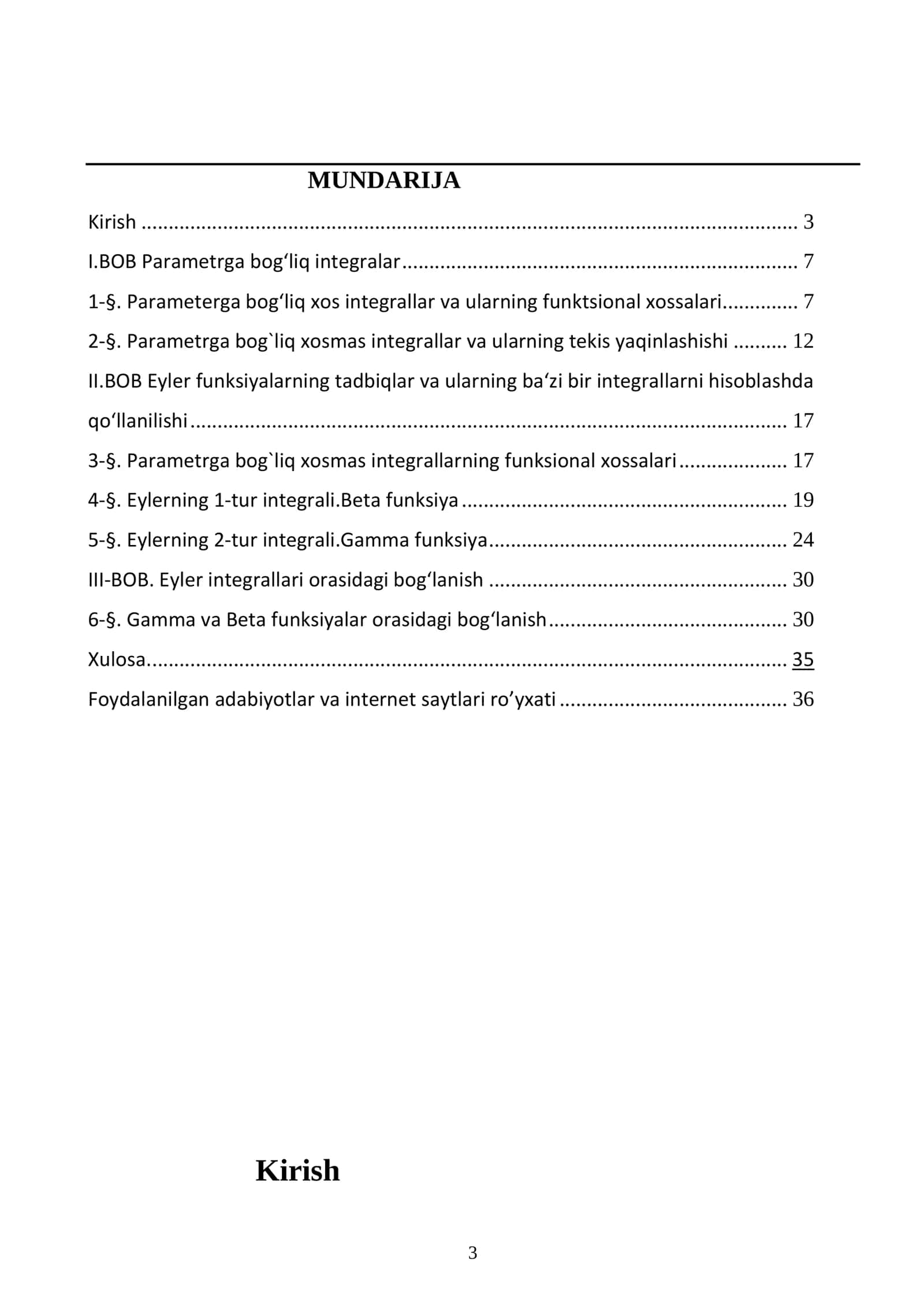 Eyler integrallari va ularning bir qo‘llanilishi 3