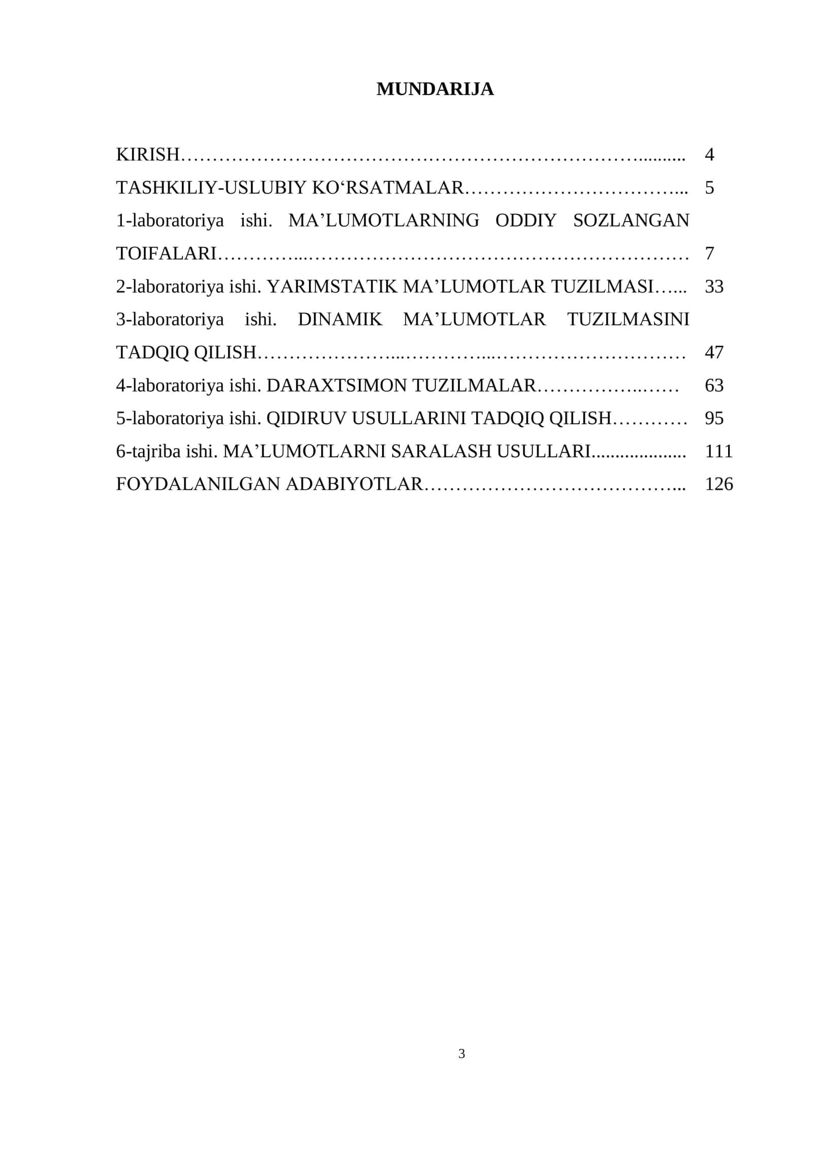 Uslubiy ko„rsatma “Ma‟lumotlar tuzilmasi va algoritmlar” 3