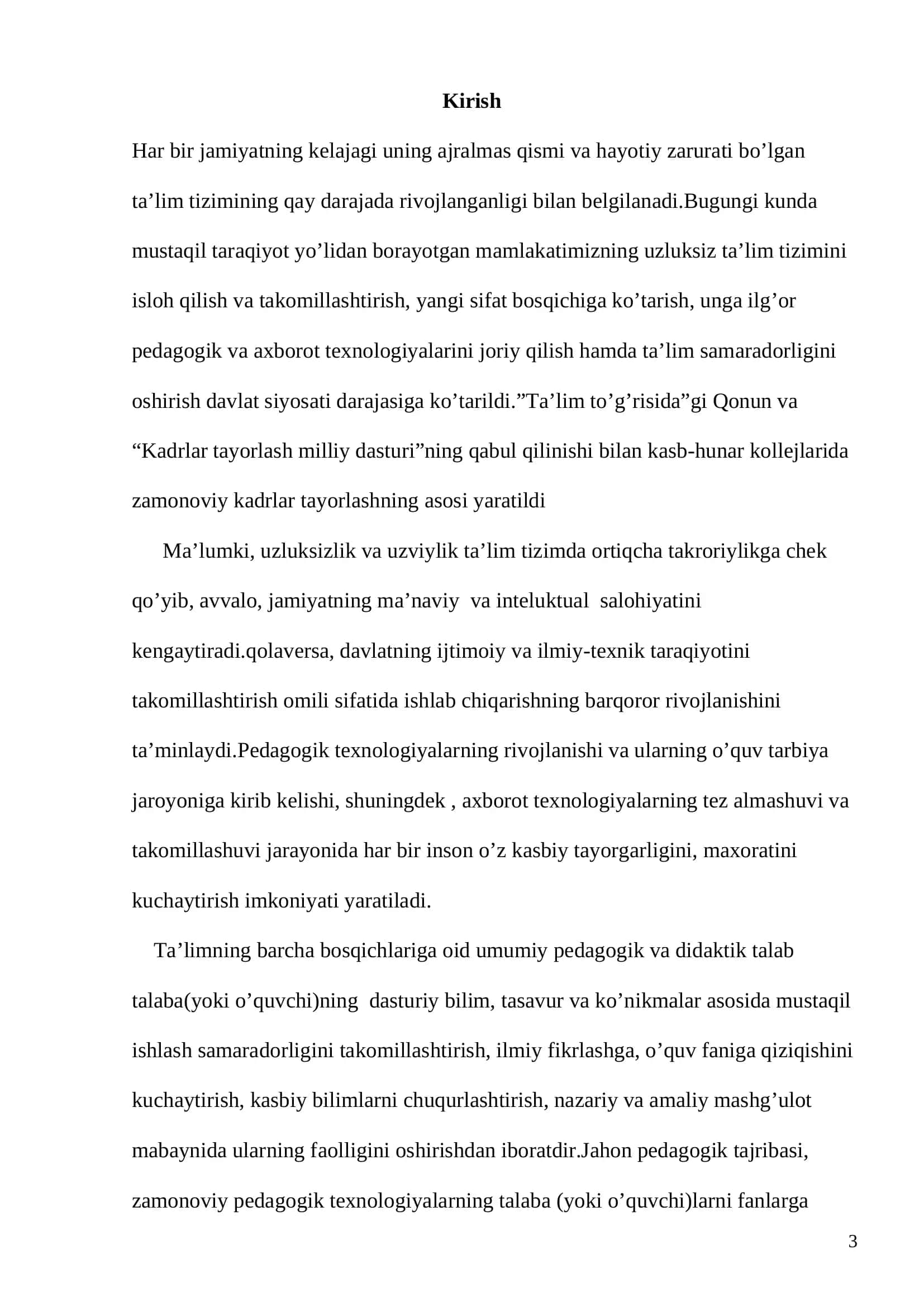 BOB. KASB HUNAR KOLLEJLARIDA FIZIKA FANINI O’QITISHDA INTERFAOL USLUBLAR VA PEDAGOGIK TEXNOLOGIYALARNI QO’LLASH 3
