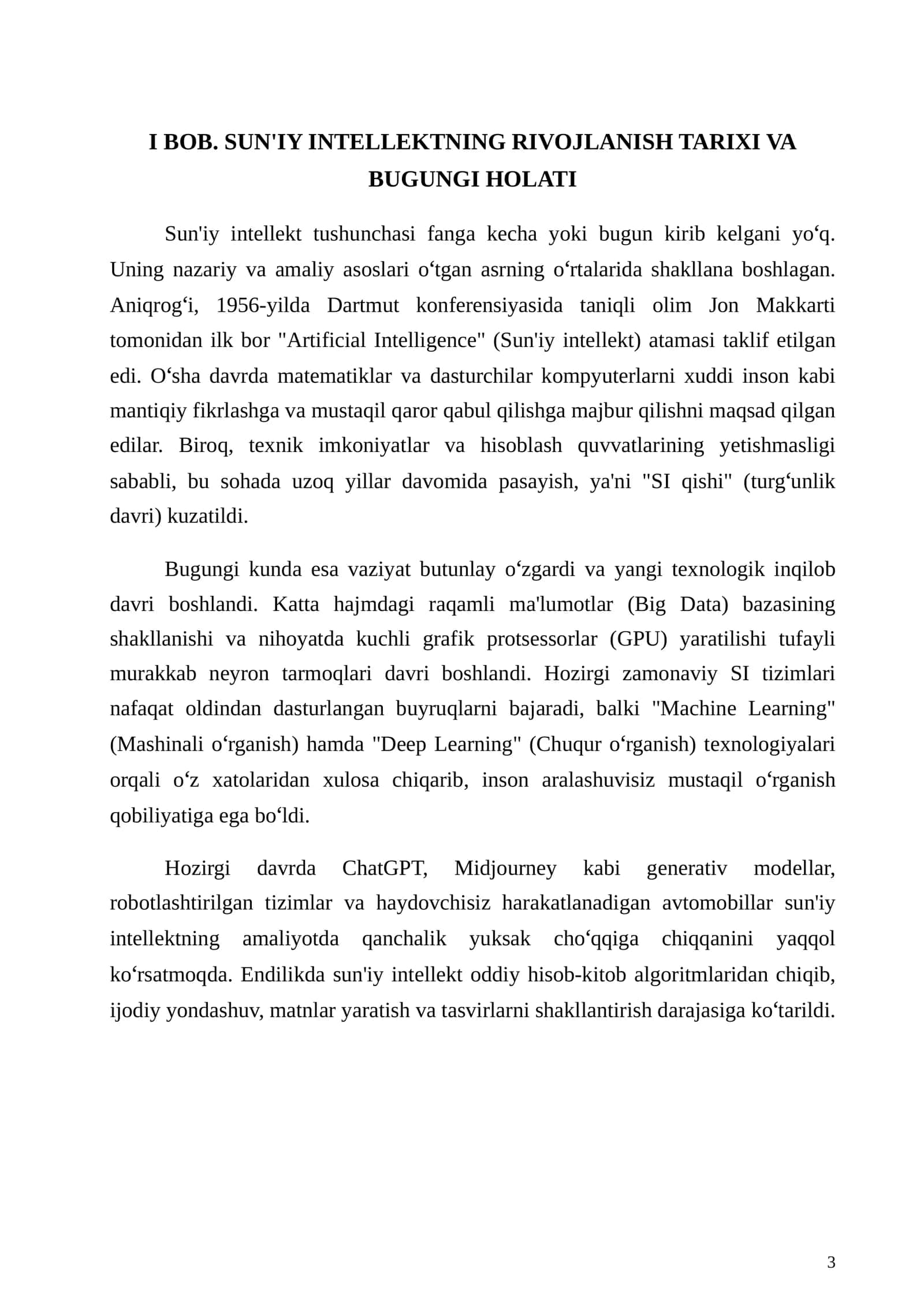 Sun'iy intellektning insoniyat kelajagiga ta'siri: Imkoniyatlar va xavflar (Tayyor referat, PDF) 3