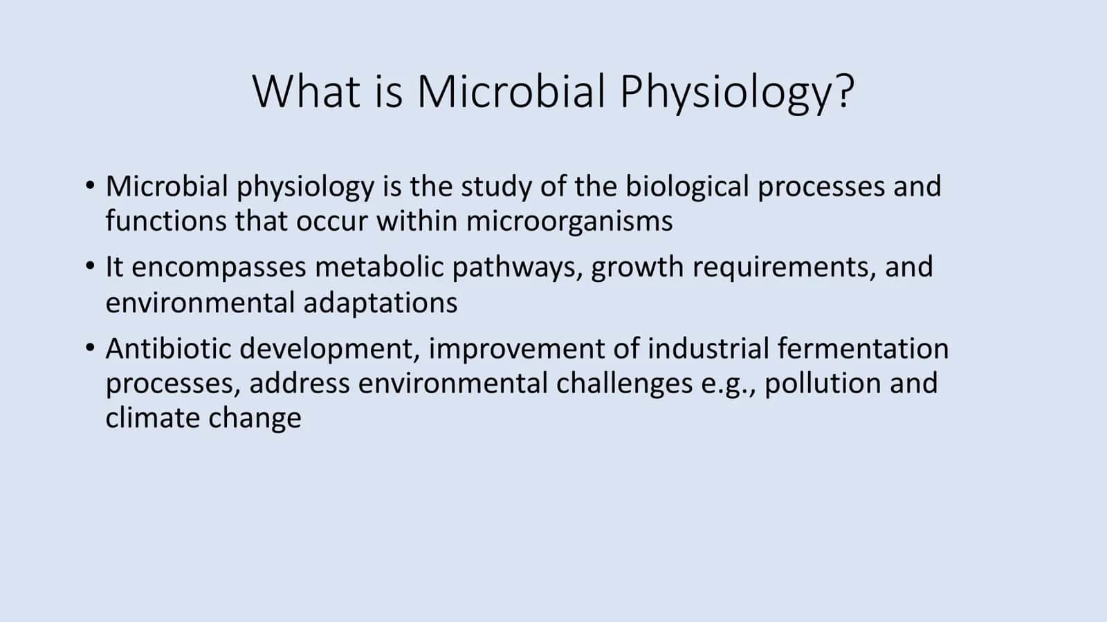 Physiology of microorganisms 3