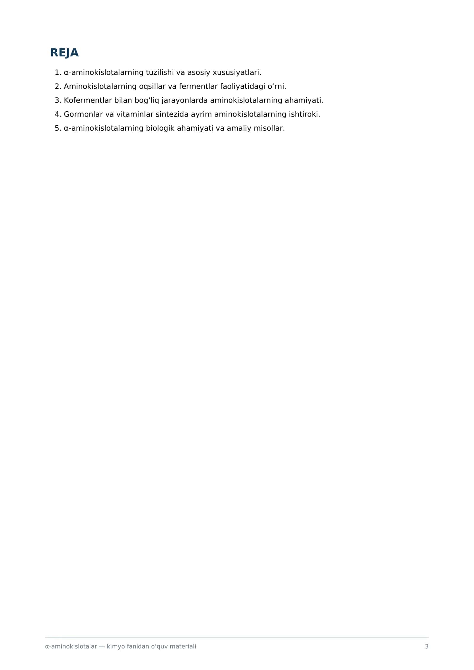 α-Aminokislotalar — kofermentlar, gormonlar va vitaminlarning tarkibiy qismi sifatida 3